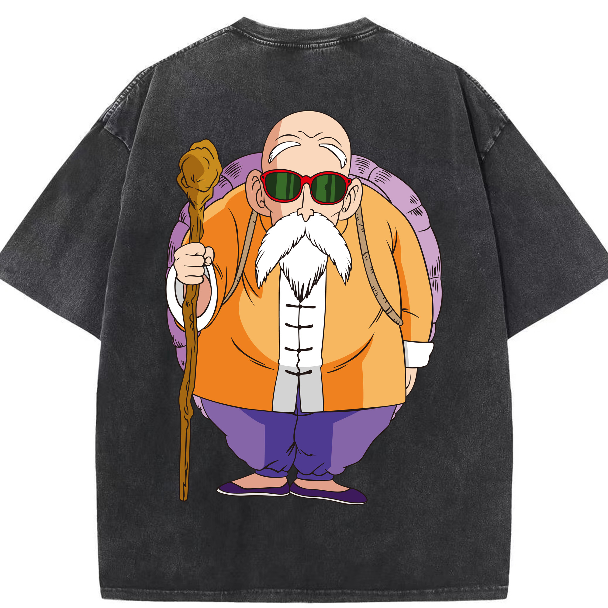 （画像用） ドラゴンボール 亀仙人（かめせんにん） DRAGON BALL Master Roshi Kame Sennin 綿100% ヴィンテージ風 半袖Tシャツ（背面プリント）