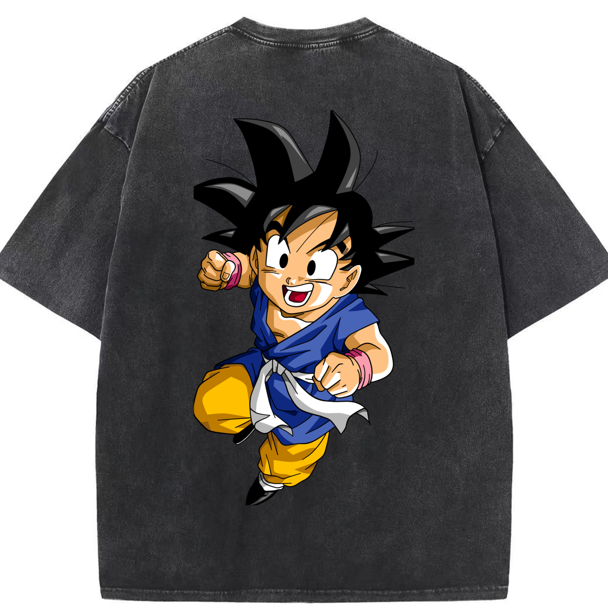 （画像用） ドラゴンボール 孫悟天 そん ごてん DRAGON BALL Son Goten 綿100% ヴィンテージ風 半袖Tシャツ（背面プリント）