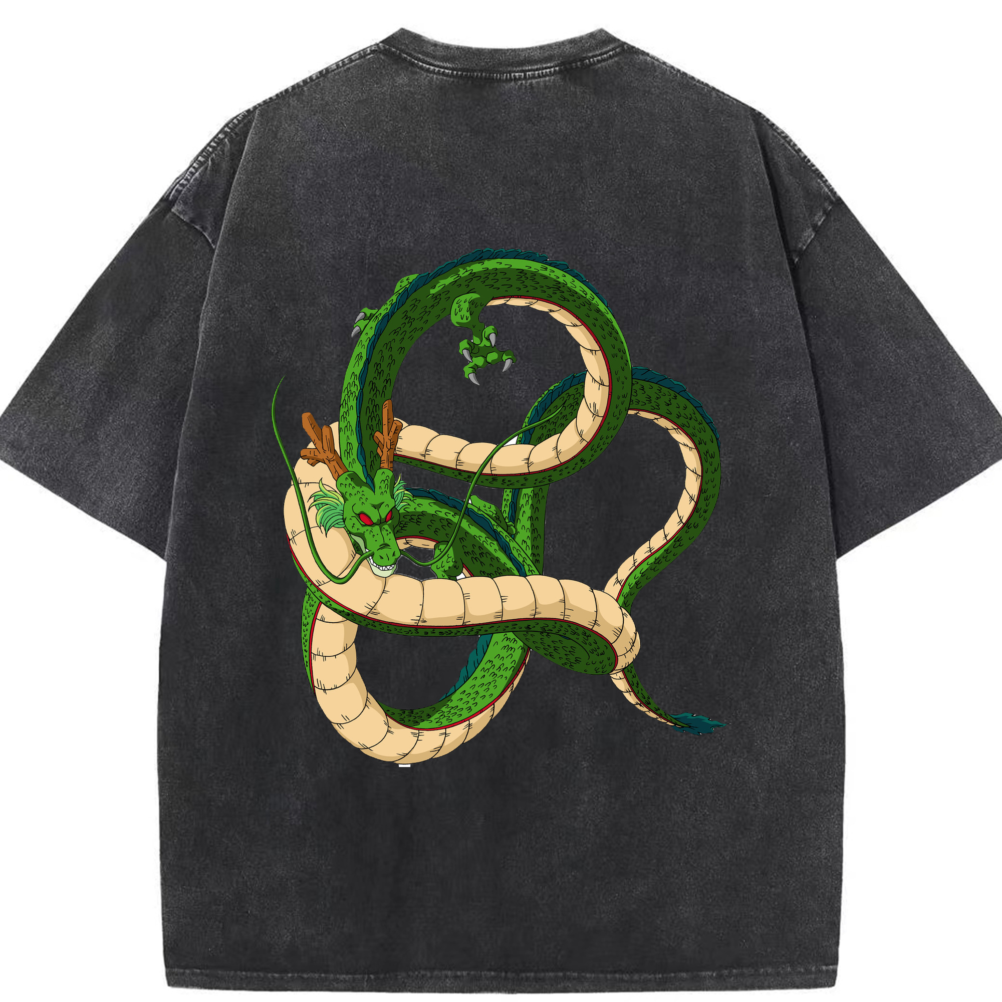 （画像用） ドラゴンボール 神龍 シェンロン DRAGON BALL Shenron 綿100% ヴィンテージ風 半袖Tシャツ（背面プリント）