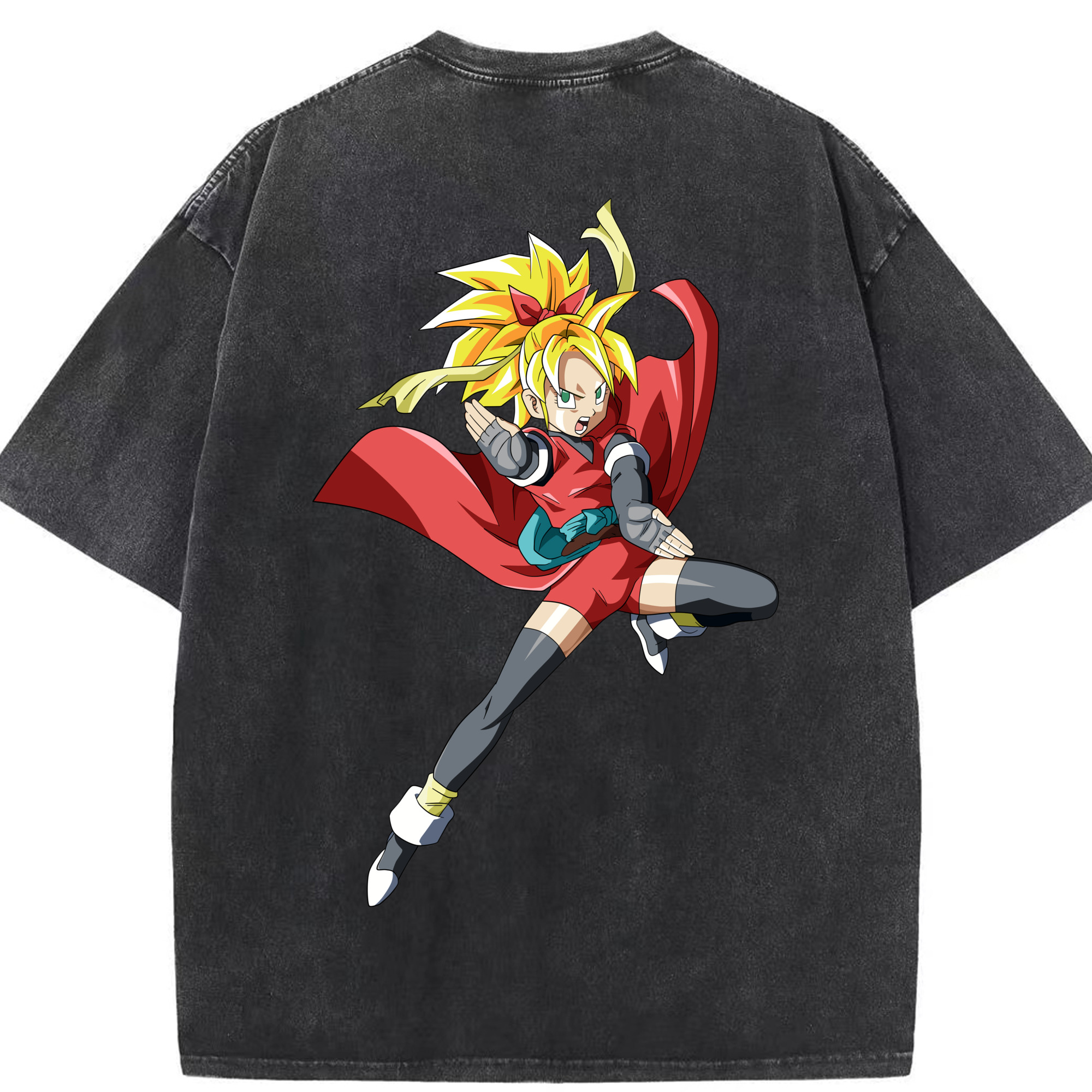 （画像用） ドラゴンボール カリフラ DRAGON BALL Caulifla 綿100% ヴィンテージ風 半袖Tシャツ（背面プリント）