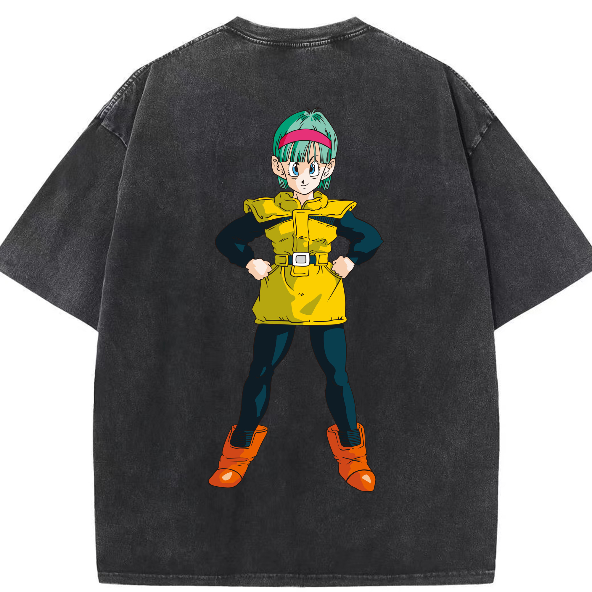 （画像用） ドラゴンボール ブルマ DRAGON BALL Bulma 綿100% ヴィンテージ風 半袖Tシャツ（背面プリント）