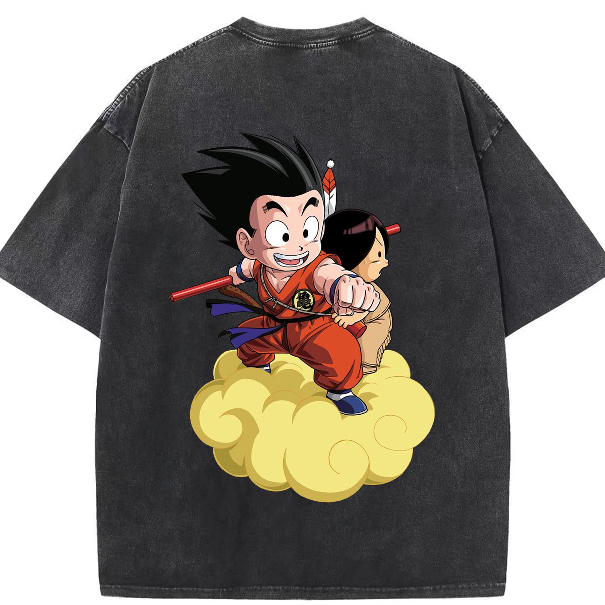 （画像用） ドラゴンボール 孫悟空（そん ごくう）Son Goku カカロット DRAGON BALL Kakarotto 綿100% ヴィンテージ風 半袖Tシャツ（背面プリント）