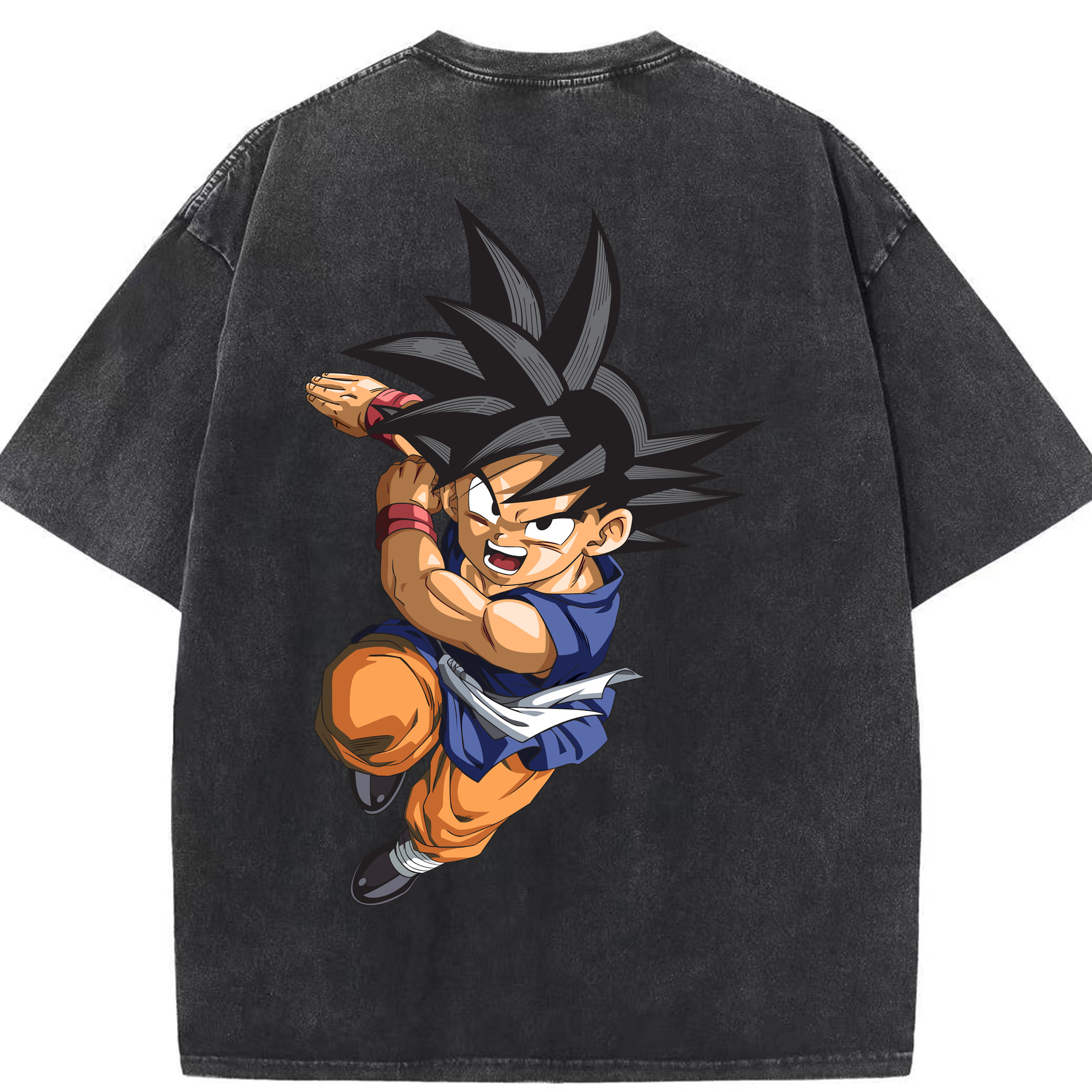 （画像用） ドラゴンボール 孫悟空（そん ごくう）Son Goku カカロット DRAGON BALL Kakarotto 綿100% ヴィンテージ風 半袖Tシャツ（背面プリント）