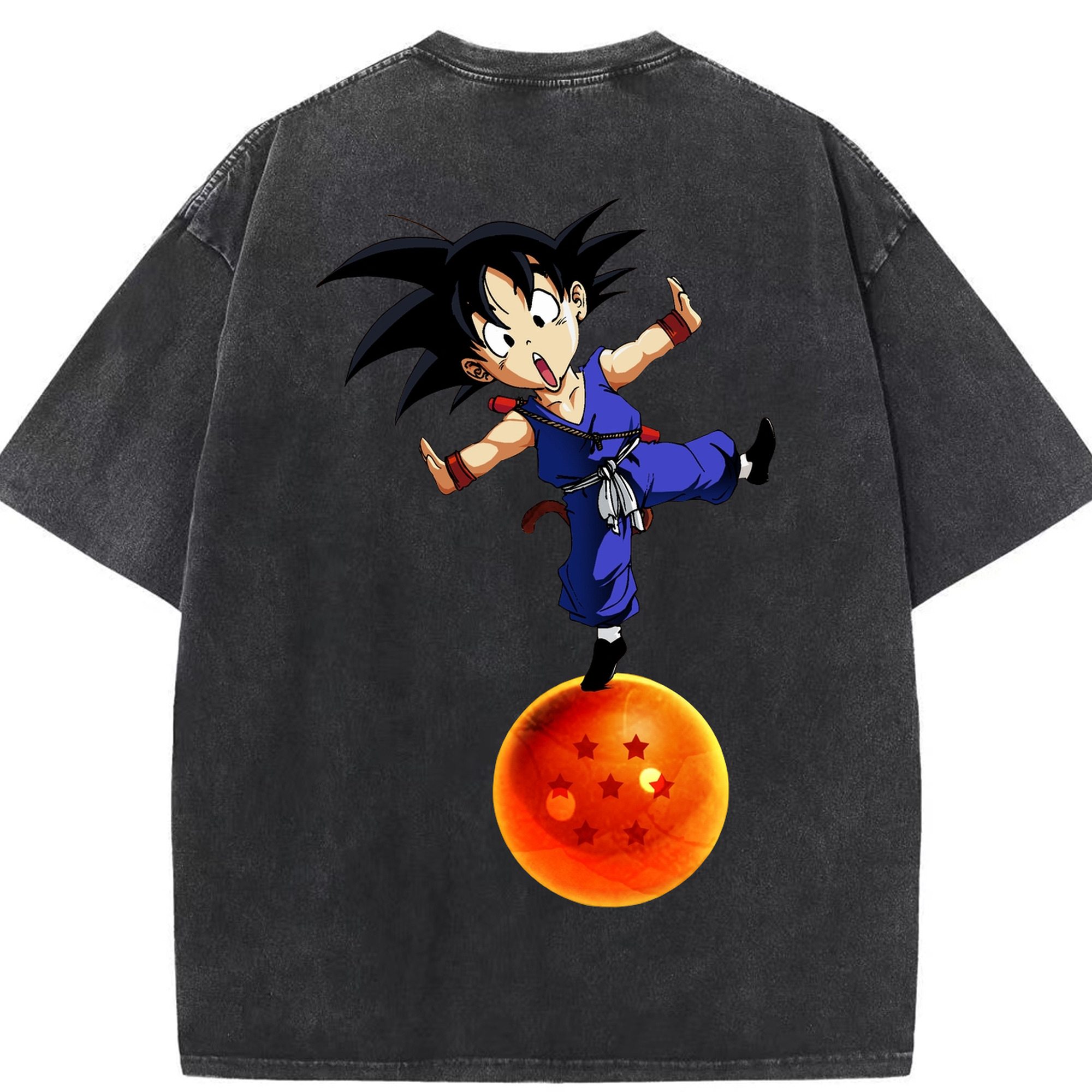 （画像用） ドラゴンボール 孫悟空（そん ごくう）Son Goku カカロット DRAGON BALL Kakarotto 綿100% ヴィンテージ風 半袖Tシャツ（背面プリント）