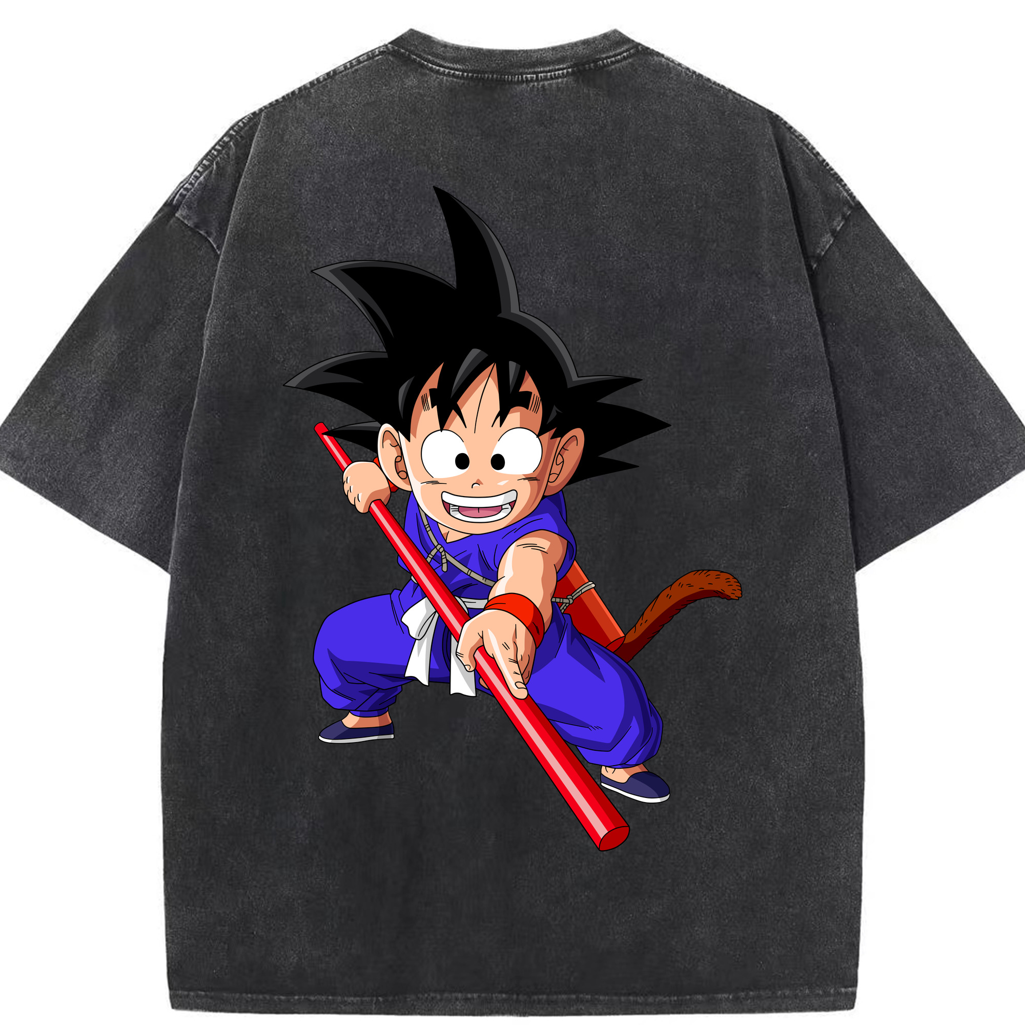 （画像用） ドラゴンボール 孫悟空（そん ごくう）Son Goku カカロット DRAGON BALL Kakarotto 綿100% ヴィンテージ風 半袖Tシャツ（背面プリント）