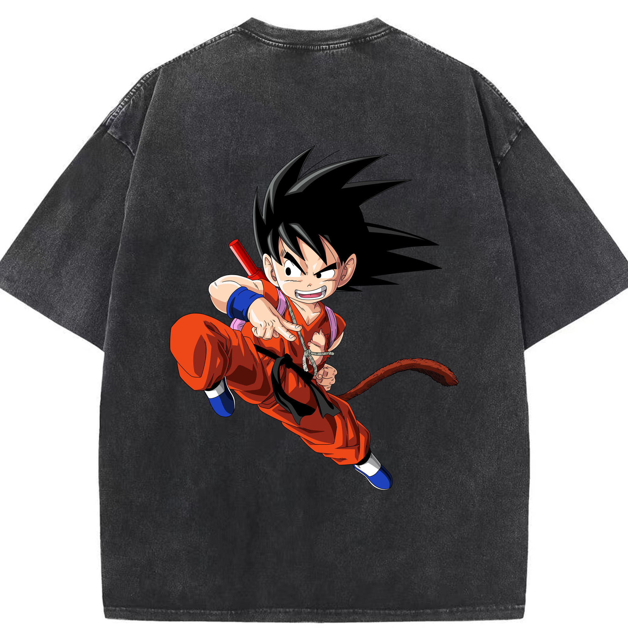 （画像用） ドラゴンボール 孫悟空（そん ごくう）Son Goku カカロット DRAGON BALL Kakarotto 綿100% ヴィンテージ風 半袖Tシャツ（背面プリント）
