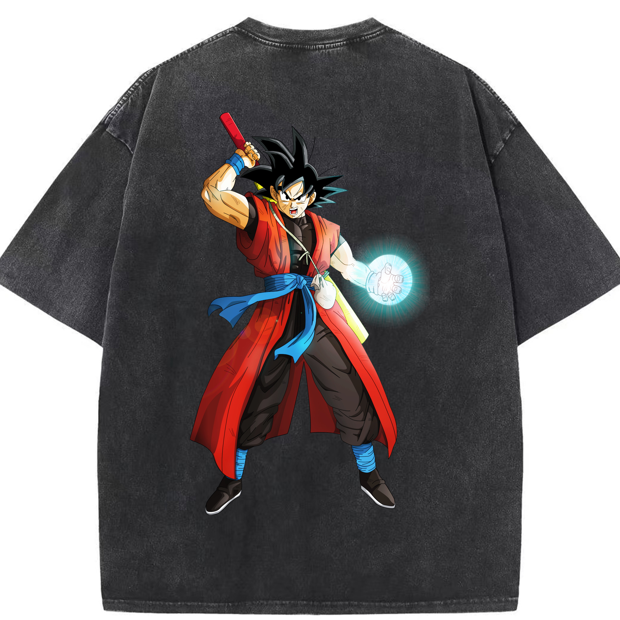 （画像用） ドラゴンボール 孫悟空（そん ごくう）Son Goku カカロット DRAGON BALL Kakarotto 綿100% ヴィンテージ風 半袖Tシャツ（背面プリント）