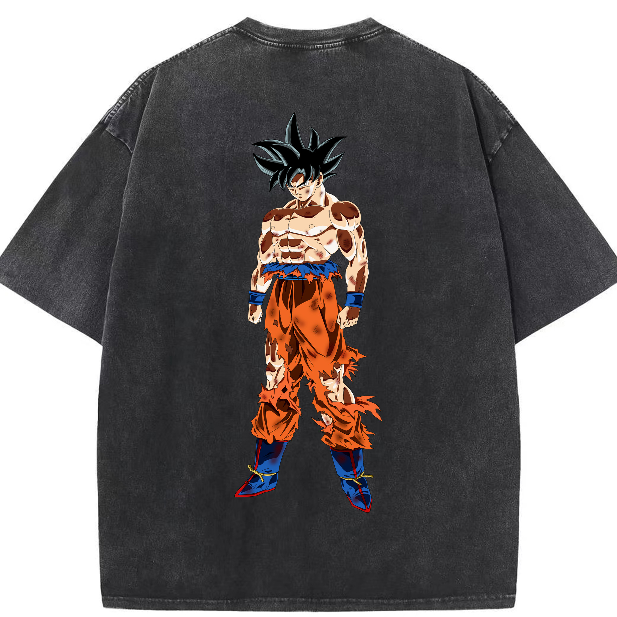 （画像用） ドラゴンボール 孫悟空（そん ごくう）Son Goku カカロット DRAGON BALL Kakarotto 綿100% ヴィンテージ風 半袖Tシャツ（背面プリント）