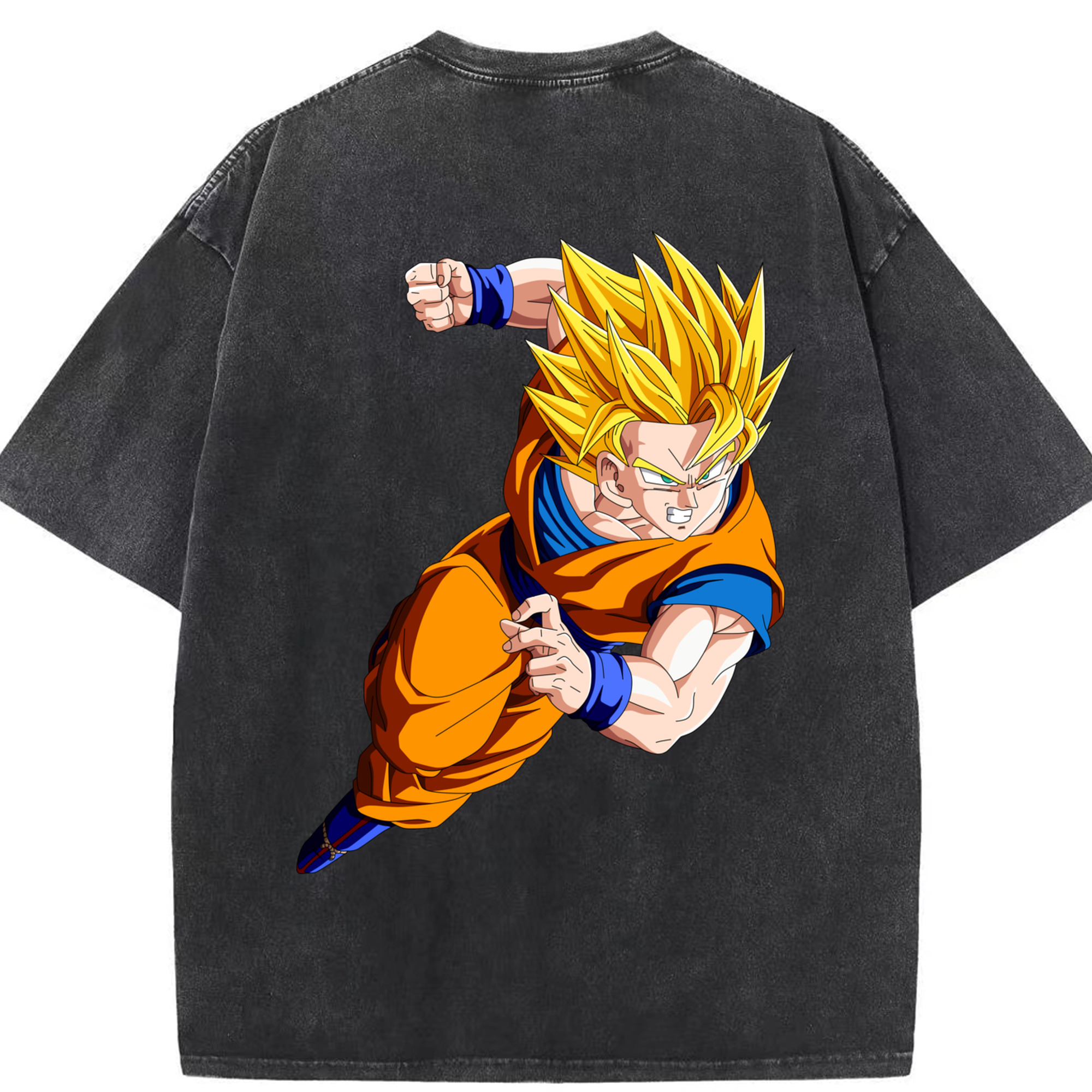 （画像用） ドラゴンボール 孫悟空（そん ごくう）Son Goku カカロット DRAGON BALL Kakarotto 綿100% ヴィンテージ風 半袖Tシャツ（背面プリント）
