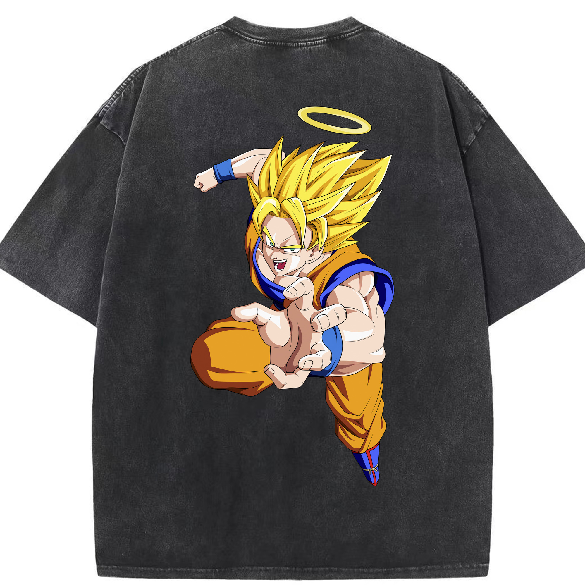 （画像用） ドラゴンボール 孫悟空（そん ごくう）Son Goku カカロット DRAGON BALL Kakarotto 綿100% ヴィンテージ風 半袖Tシャツ（背面プリント）