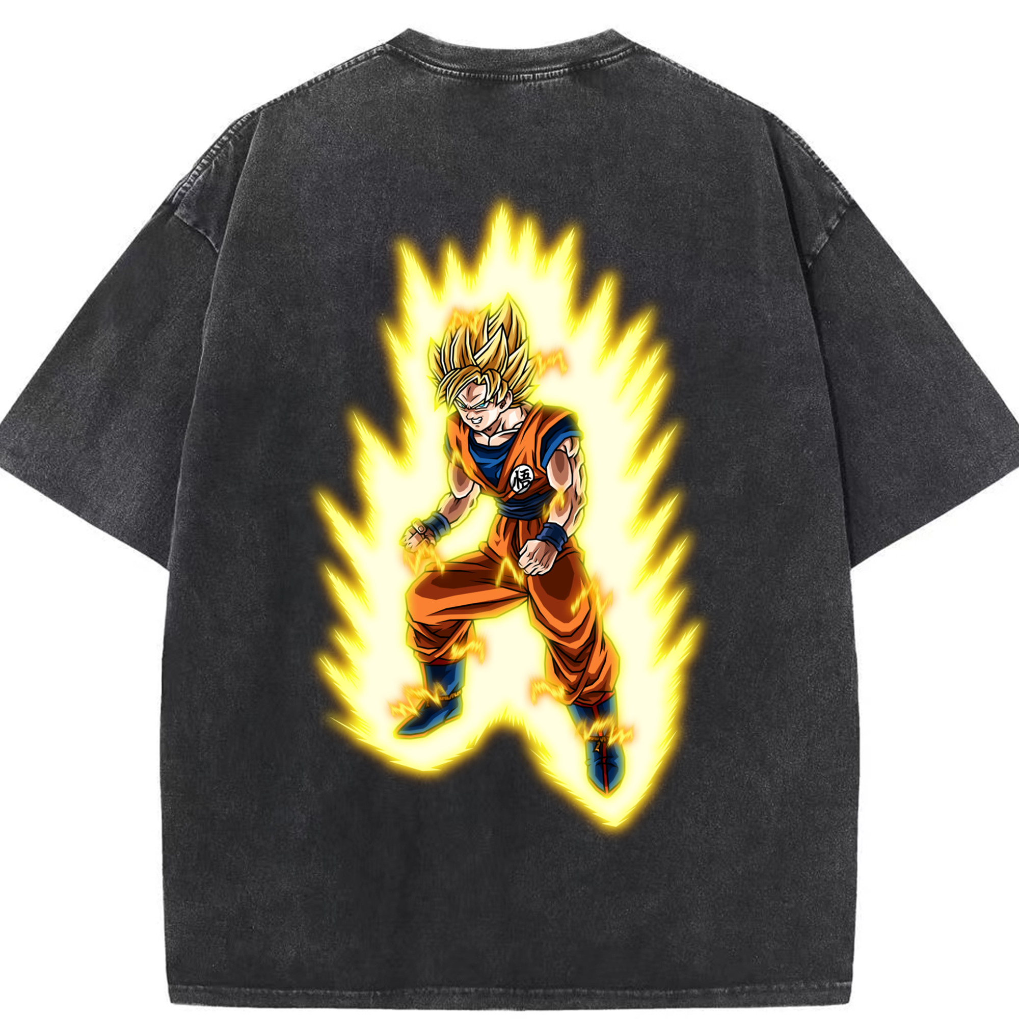 （画像用） ドラゴンボール 孫悟空（そん ごくう）Son Goku カカロット DRAGON BALL Kakarotto 綿100% ヴィンテージ風 半袖Tシャツ（背面プリント）