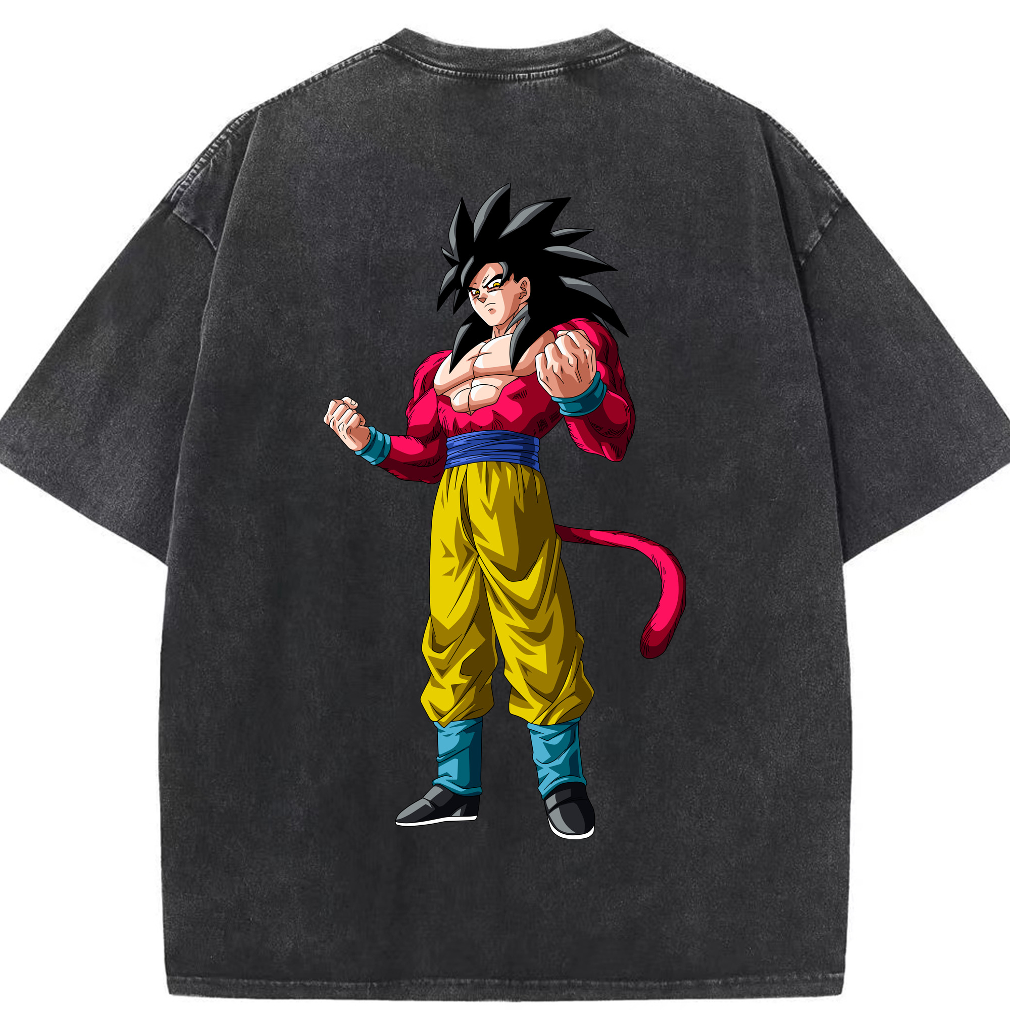 （画像用） ドラゴンボール 孫悟空（そん ごくう）Son Goku カカロット DRAGON BALL Kakarotto 綿100% ヴィンテージ風 半袖Tシャツ（背面プリント）