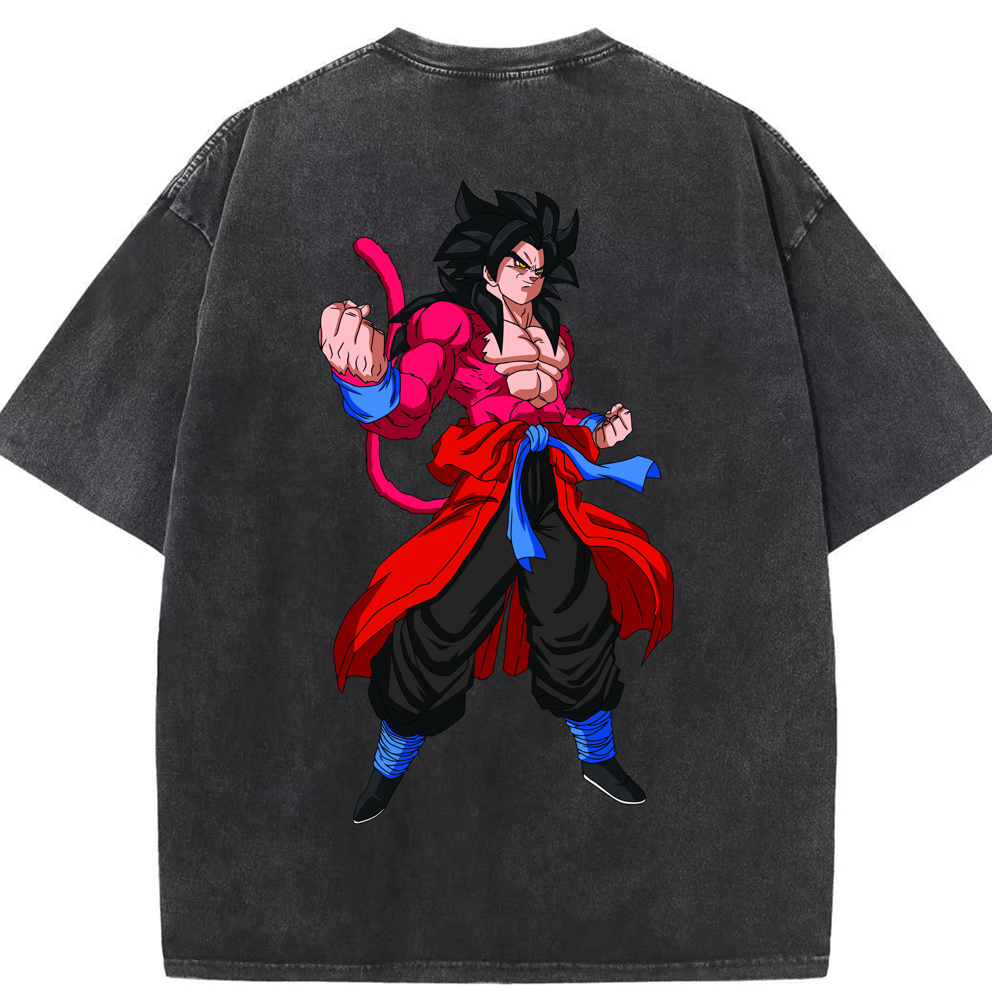 （画像用） ドラゴンボール 孫悟空（そん ごくう）Son Goku カカロット DRAGON BALL Kakarotto 綿100% ヴィンテージ風 半袖Tシャツ（背面プリント）