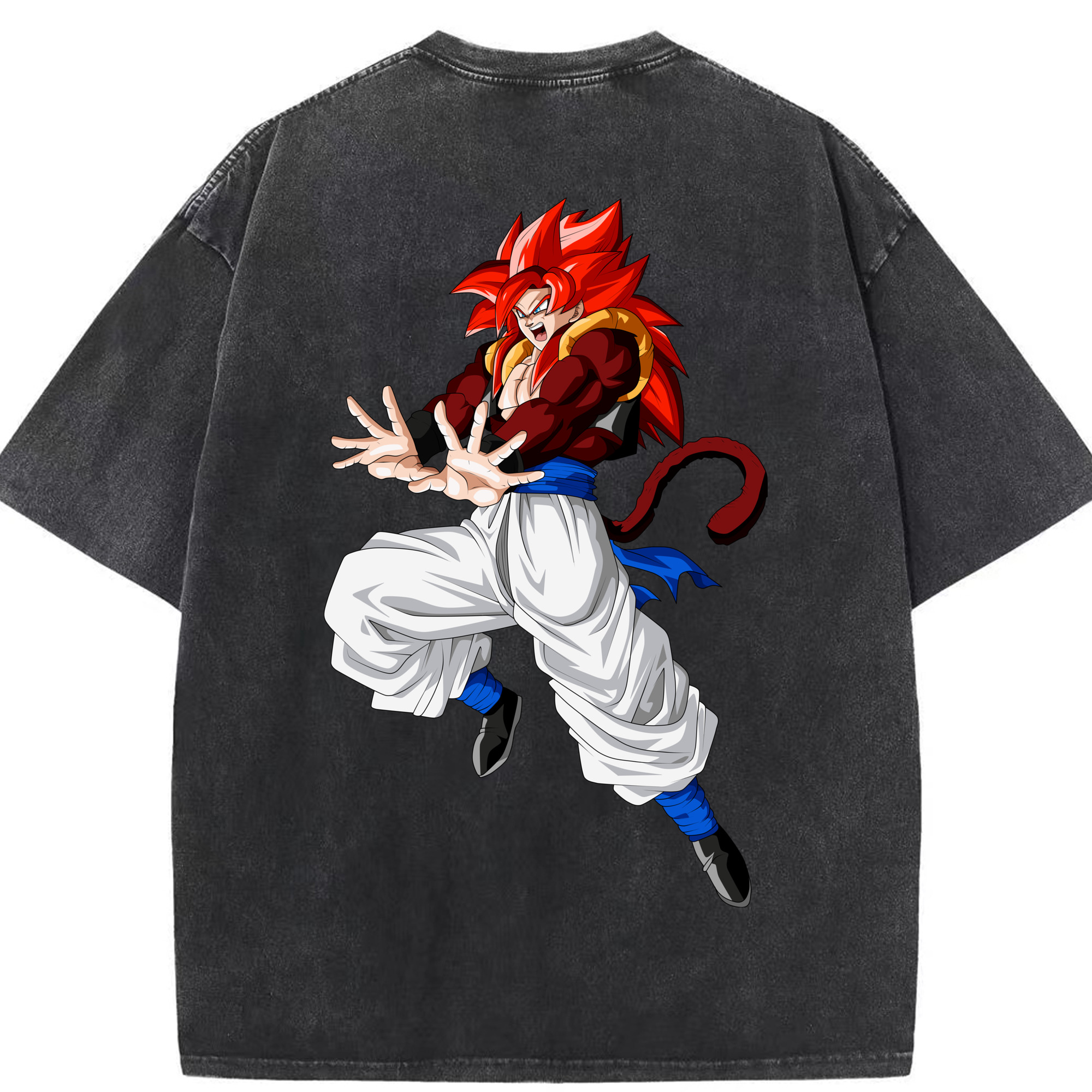 （画像用） ドラゴンボール 孫悟空（そん ごくう）Son Goku カカロット DRAGON BALL Kakarotto 綿100% ヴィンテージ風 半袖Tシャツ（背面プリント）