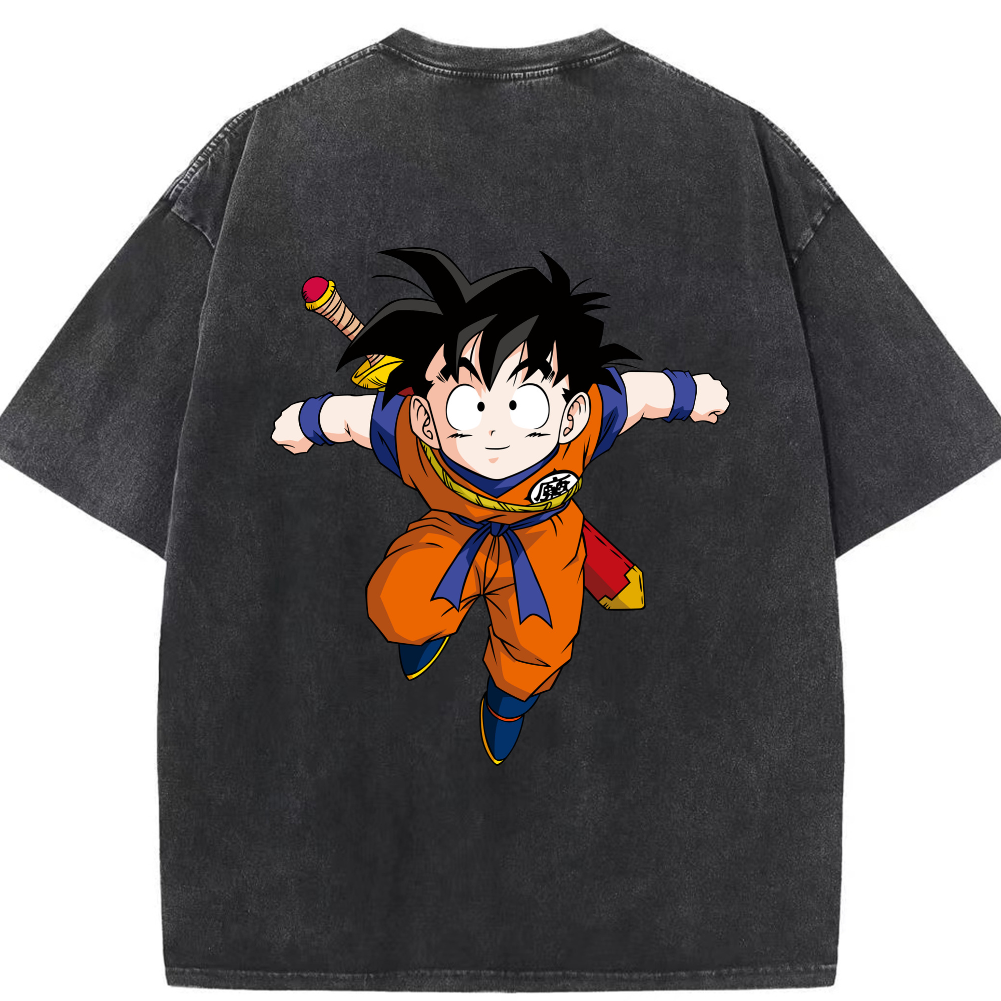 （画像用） ドラゴンボール 孫悟空（そん ごくう）Son Goku カカロット DRAGON BALL Kakarotto 綿100% ヴィンテージ風 半袖Tシャツ（背面プリント）