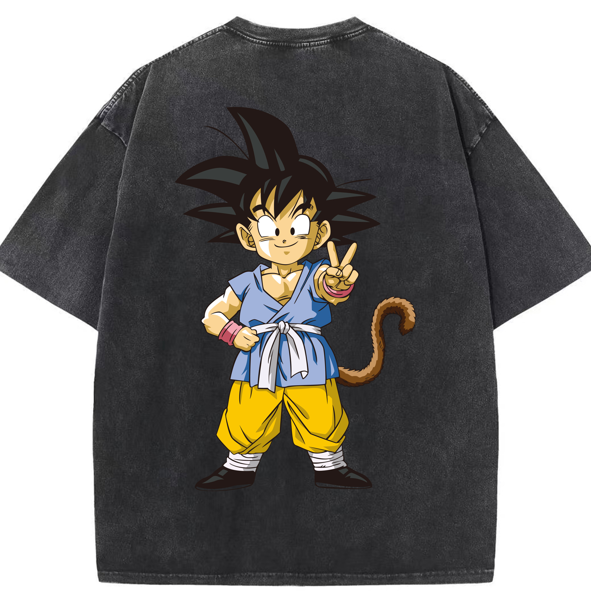 （画像用） ドラゴンボール 孫悟空（そん ごくう）Son Goku カカロット DRAGON BALL Kakarotto 綿100% ヴィンテージ風 半袖Tシャツ（背面プリント）