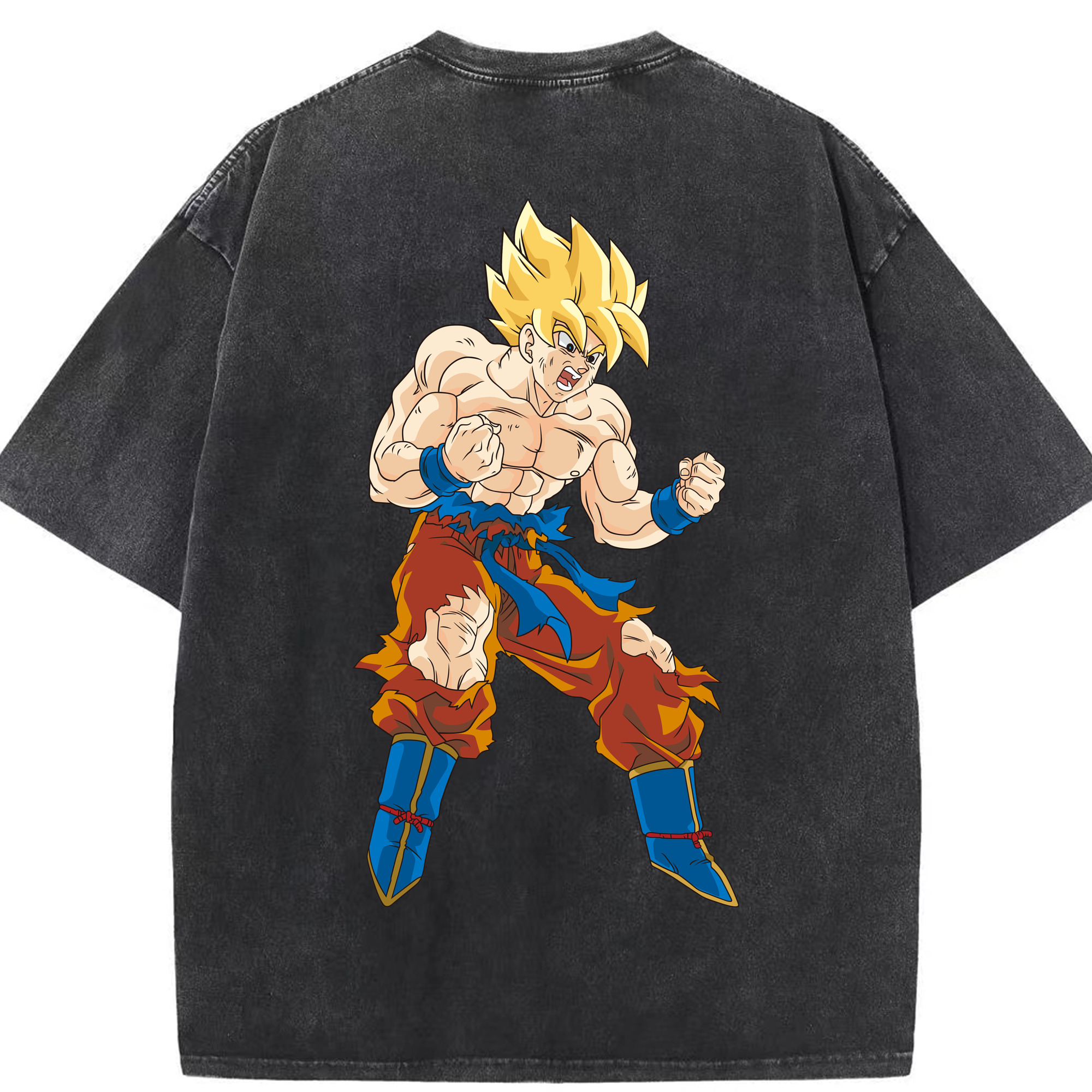 （画像用） ドラゴンボール 孫悟空（そん ごくう）Son Goku カカロット DRAGON BALL Kakarotto 綿100% ヴィンテージ風 半袖Tシャツ（背面プリント）