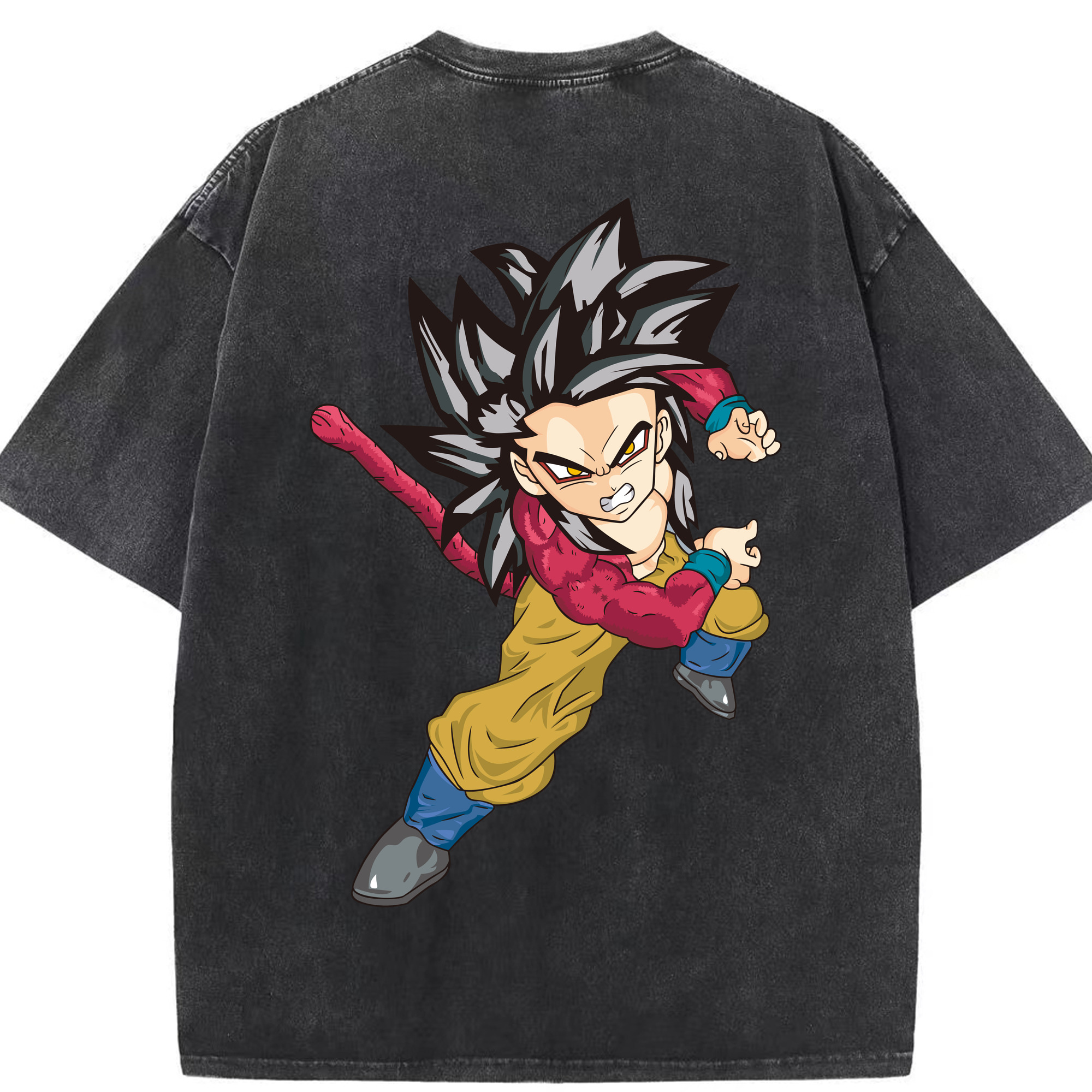 （画像用） ドラゴンボール 孫悟空（そん ごくう）Son Goku カカロット DRAGON BALL Kakarotto 綿100% ヴィンテージ風 半袖Tシャツ（背面プリント）