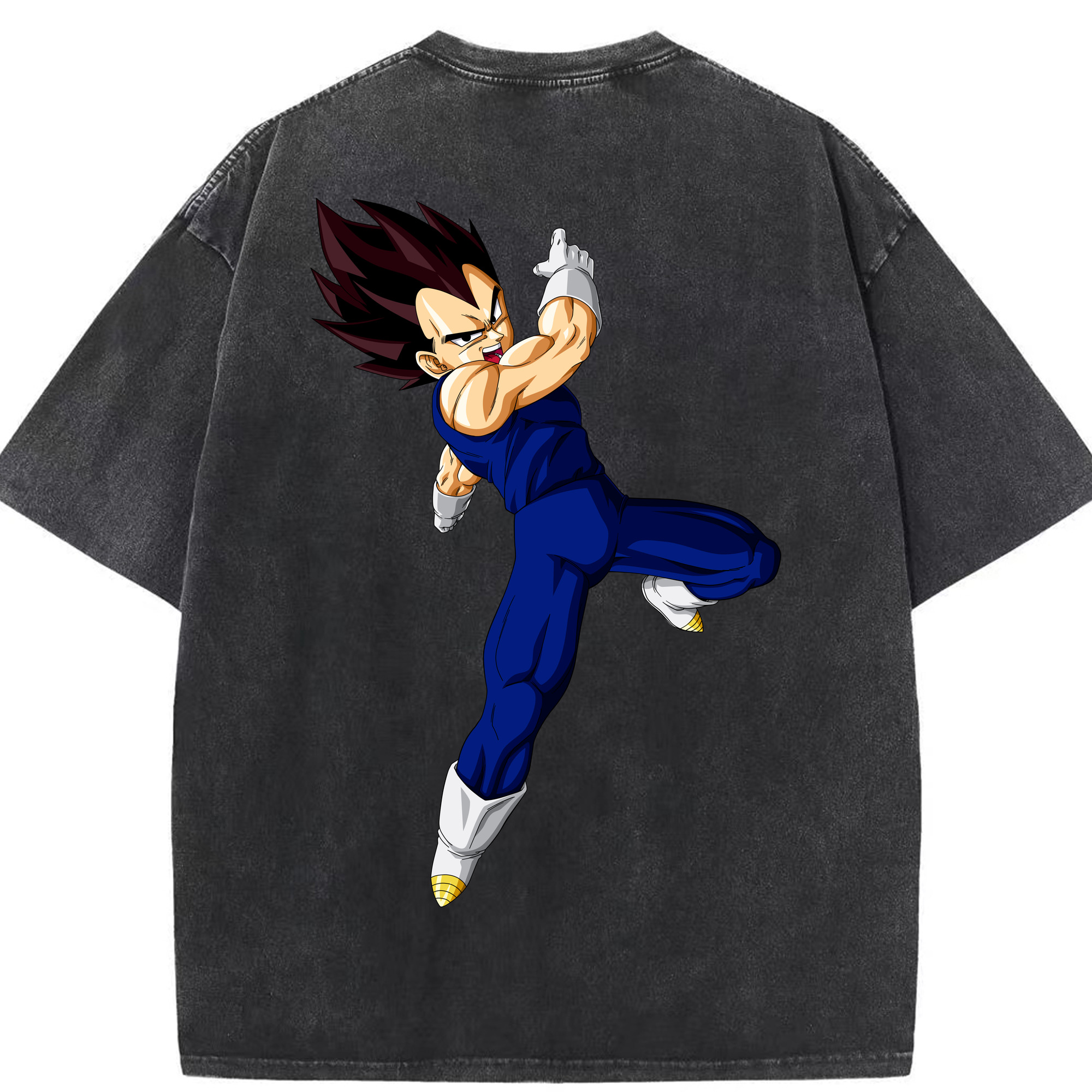 （画像用） ドラゴンボール ベジータ四世（Bejīta Yonsei）DRAGON BALL Vegeta IV 綿100% ヴィンテージ風 半袖Tシャツ（背面プリント）