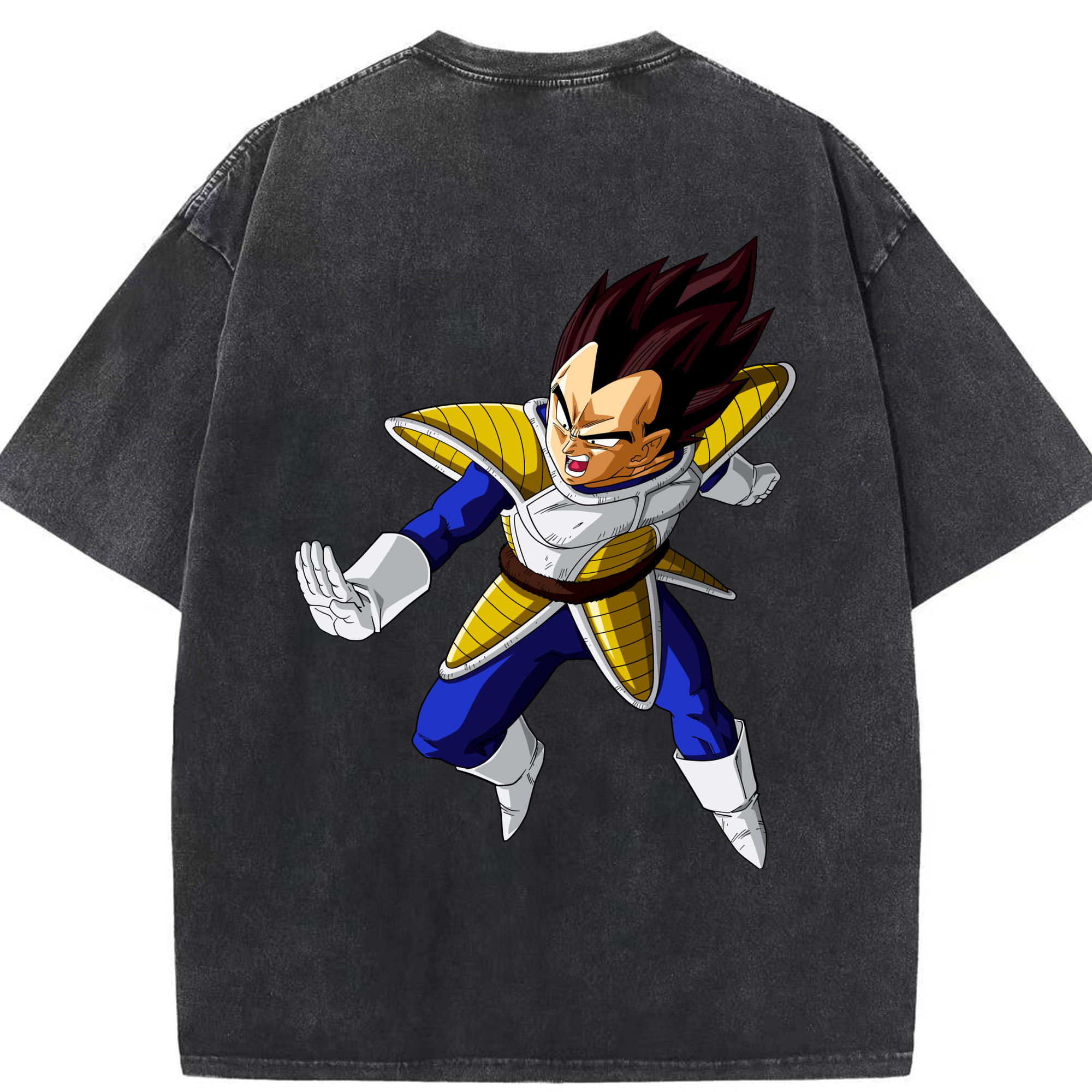 （画像用） ドラゴンボール ベジータ四世（Bejīta Yonsei）DRAGON BALL Vegeta IV 綿100% ヴィンテージ風 半袖Tシャツ（背面プリント）