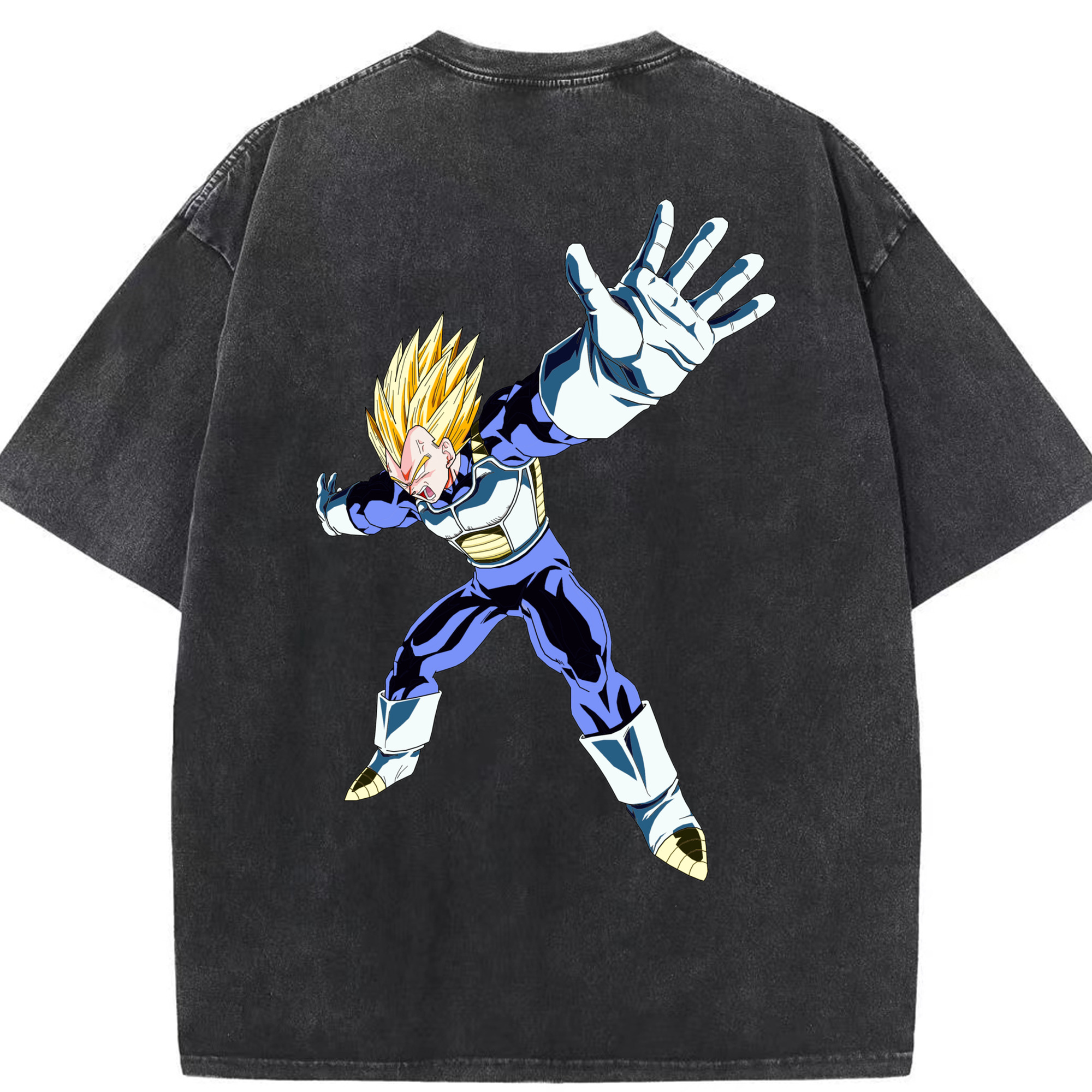 （画像用） ドラゴンボール ベジータ四世（Bejīta Yonsei）DRAGON BALL Vegeta IV 綿100% ヴィンテージ風 半袖Tシャツ（背面プリント）