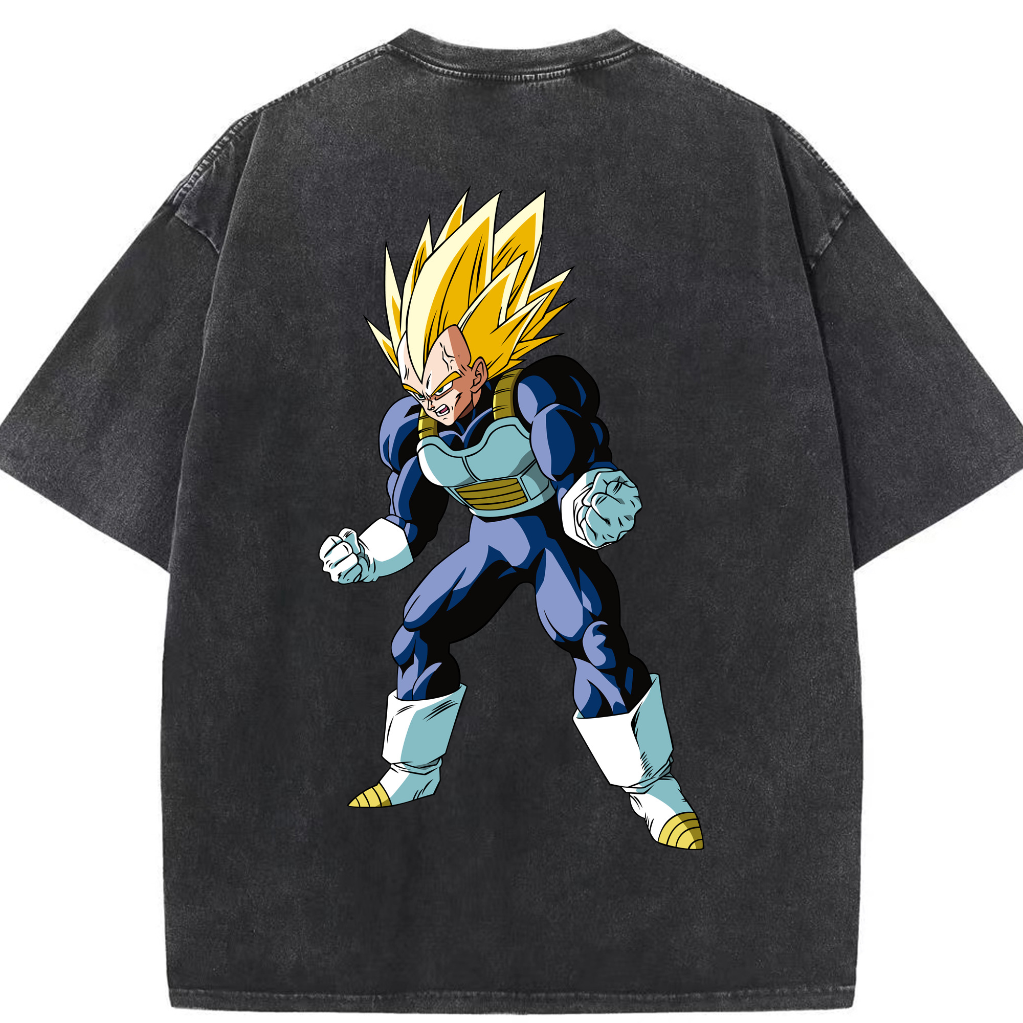 （画像用） ドラゴンボール ベジータ四世（Bejīta Yonsei）DRAGON BALL Vegeta IV 綿100% ヴィンテージ風 半袖Tシャツ（背面プリント）