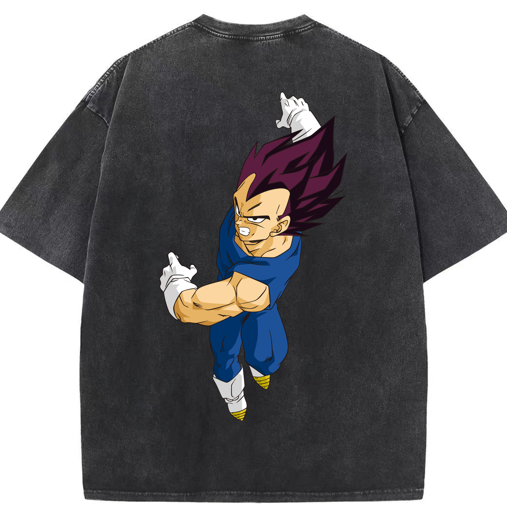 （画像用） ドラゴンボール ベジータ四世（Bejīta Yonsei）DRAGON BALL Vegeta IV 綿100% ヴィンテージ風 半袖Tシャツ（背面プリント）