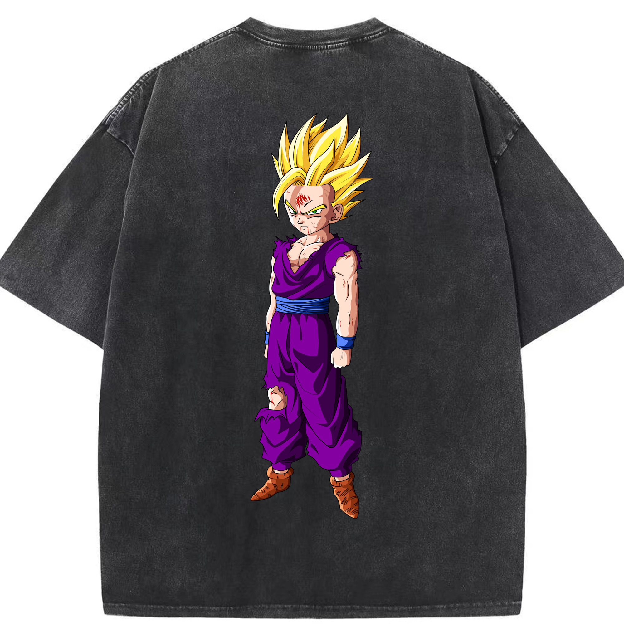 （画像用） ドラゴンボール 孫 悟飯（そんごはん）DRAGON BALL Son Gohan 綿100% ヴィンテージ風 半袖Tシャツ（背面プリント）