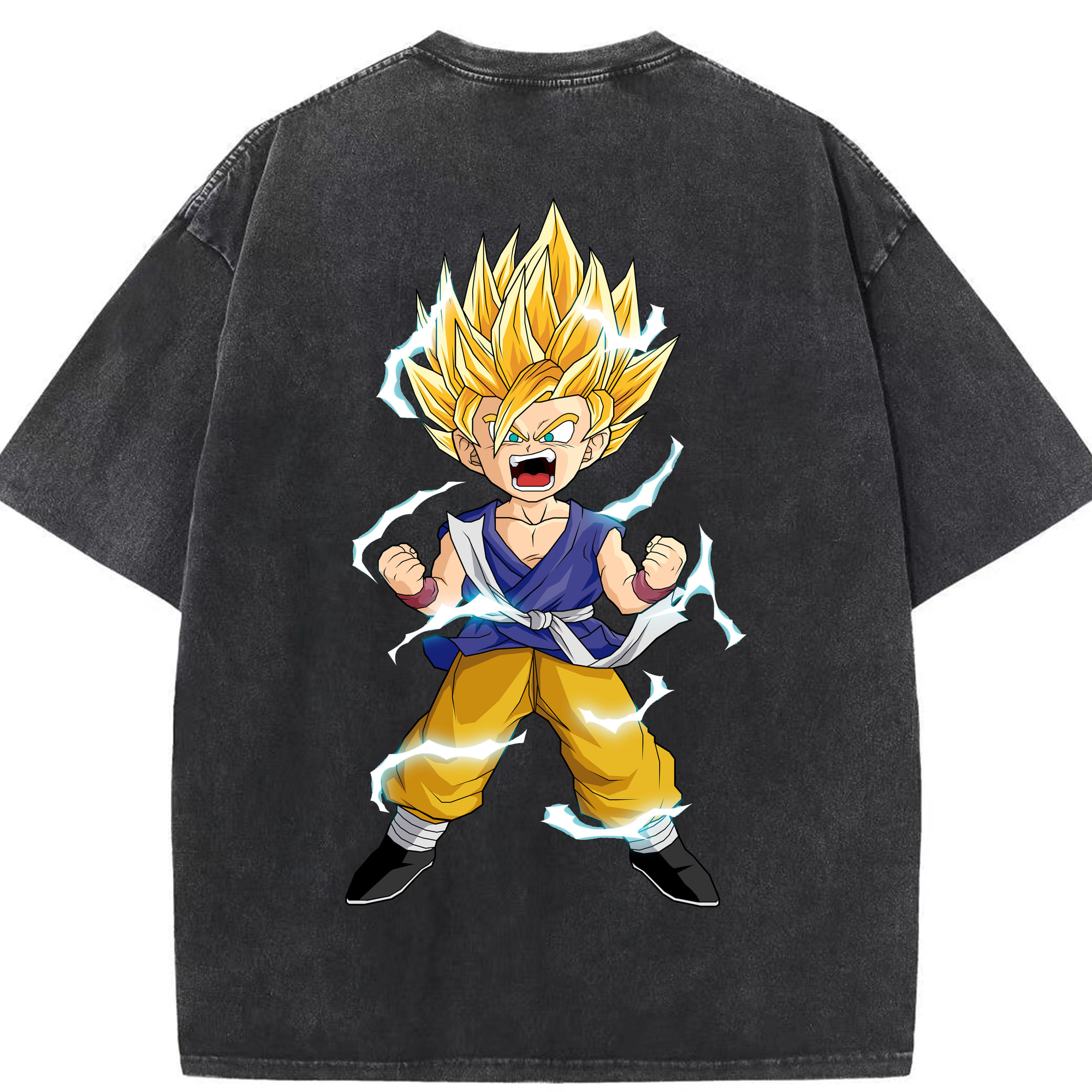 （画像用） ドラゴンボール 孫 悟飯（そんごはん）DRAGON BALL Son Gohan 綿100% ヴィンテージ風 半袖Tシャツ（背面プリント）