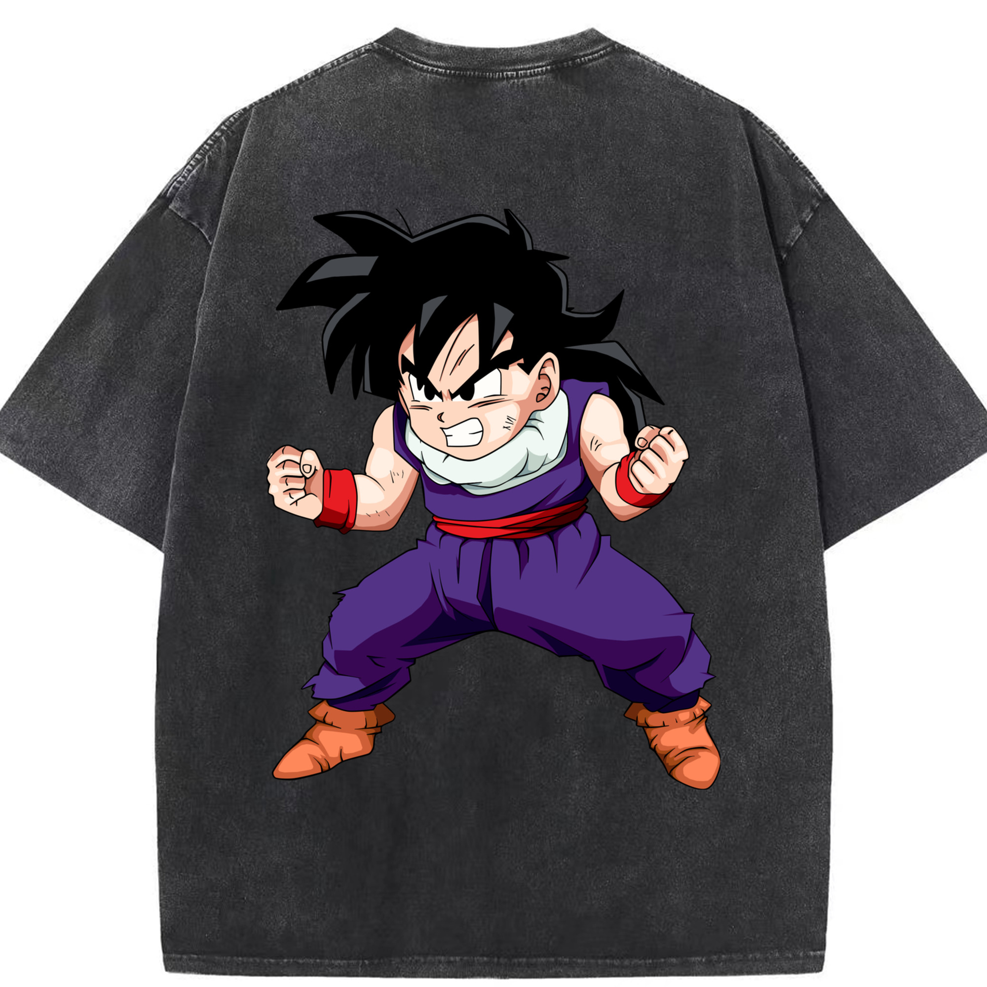 （画像用） ドラゴンボール 孫 悟飯（そんごはん）DRAGON BALL Son Gohan 綿100% ヴィンテージ風 半袖Tシャツ（背面プリント）