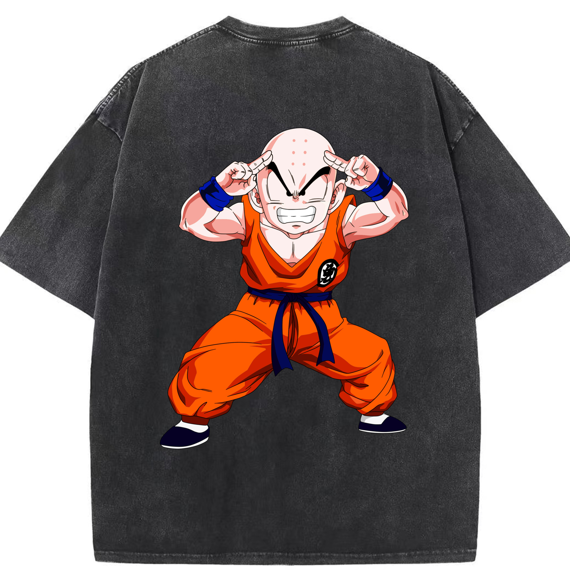 （画像用） ドラゴンボール クリリン DRAGON BALL krillin 綿100% ヴィンテージ風 半袖Tシャツ（背面プリント）