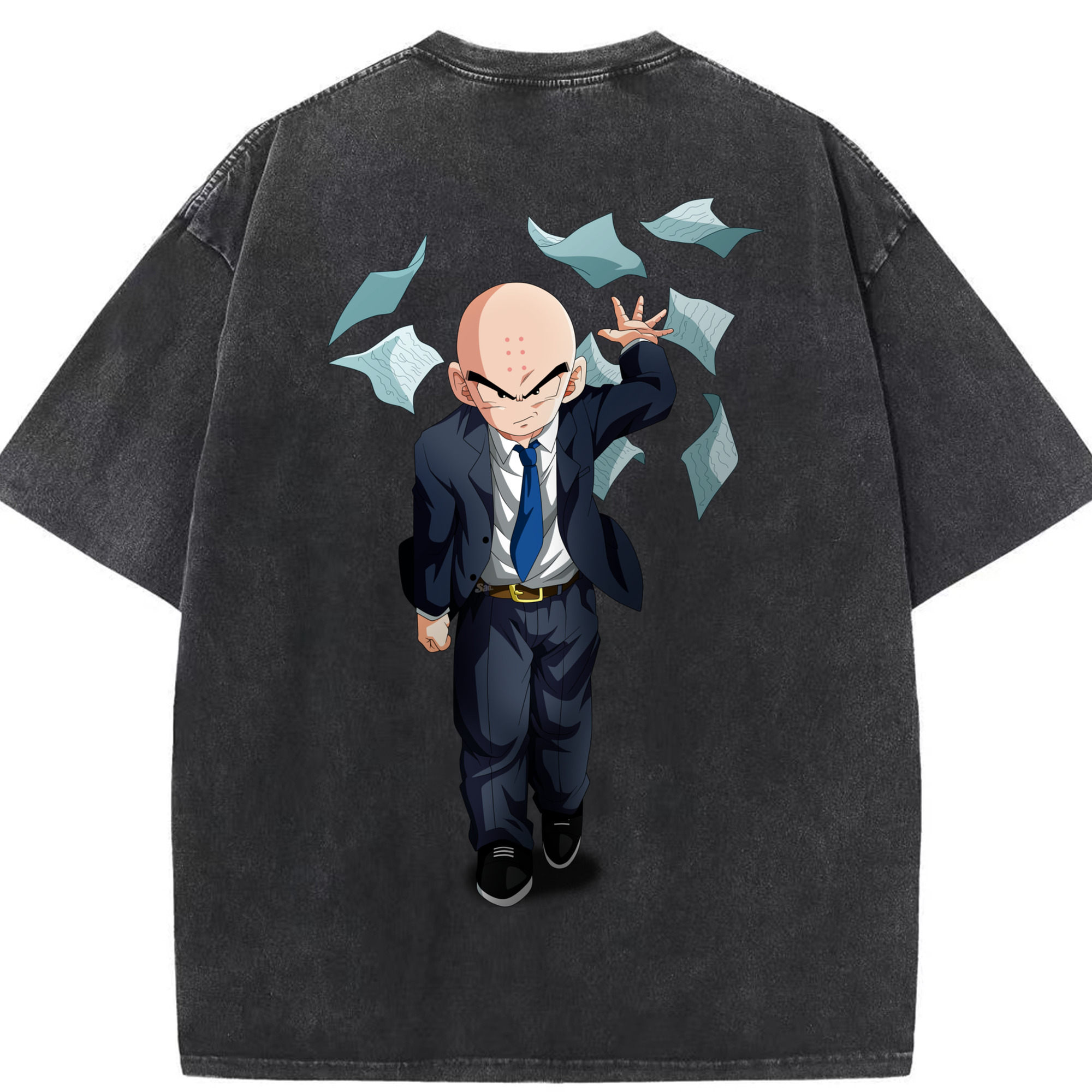 （画像用） ドラゴンボール クリリン DRAGON BALL krillin 綿100% ヴィンテージ風 半袖Tシャツ（背面プリント）