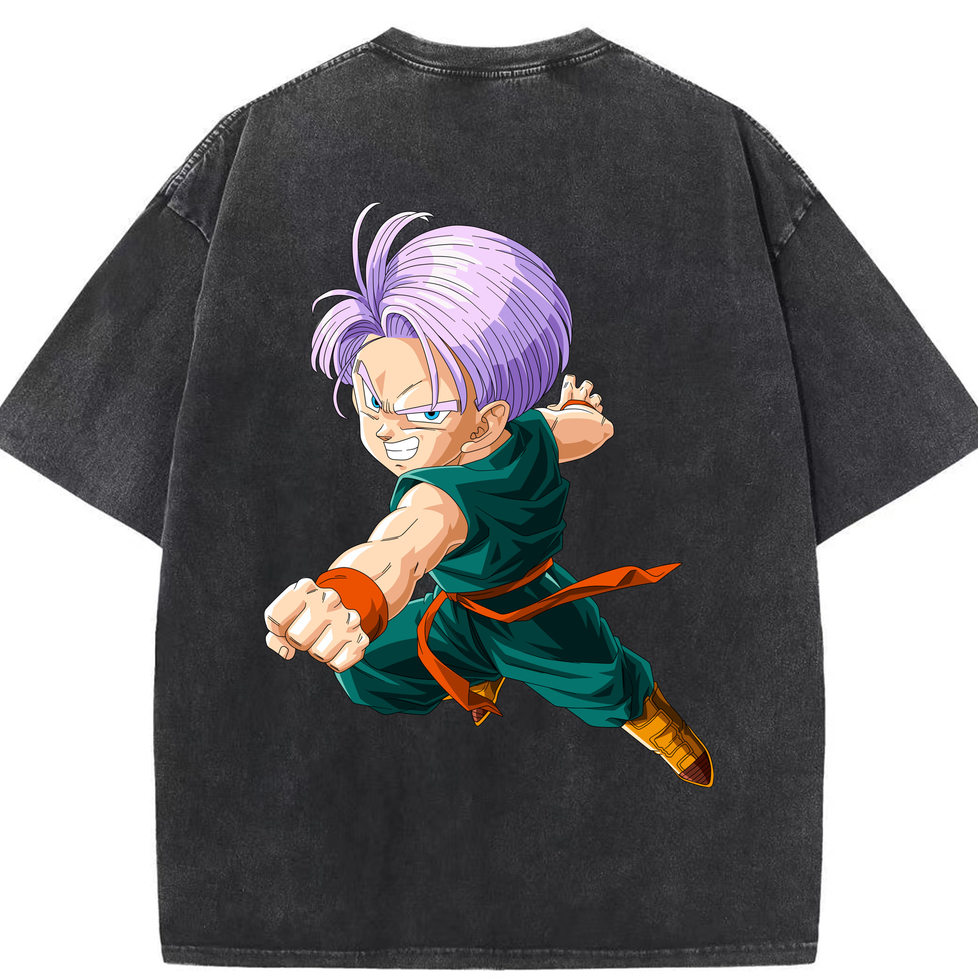 （画像用） ドラゴンボール トランクス（Torankusu）DRAGON BALL Trunks 綿100% ヴィンテージ風 半袖Tシャツ（背面プリント）