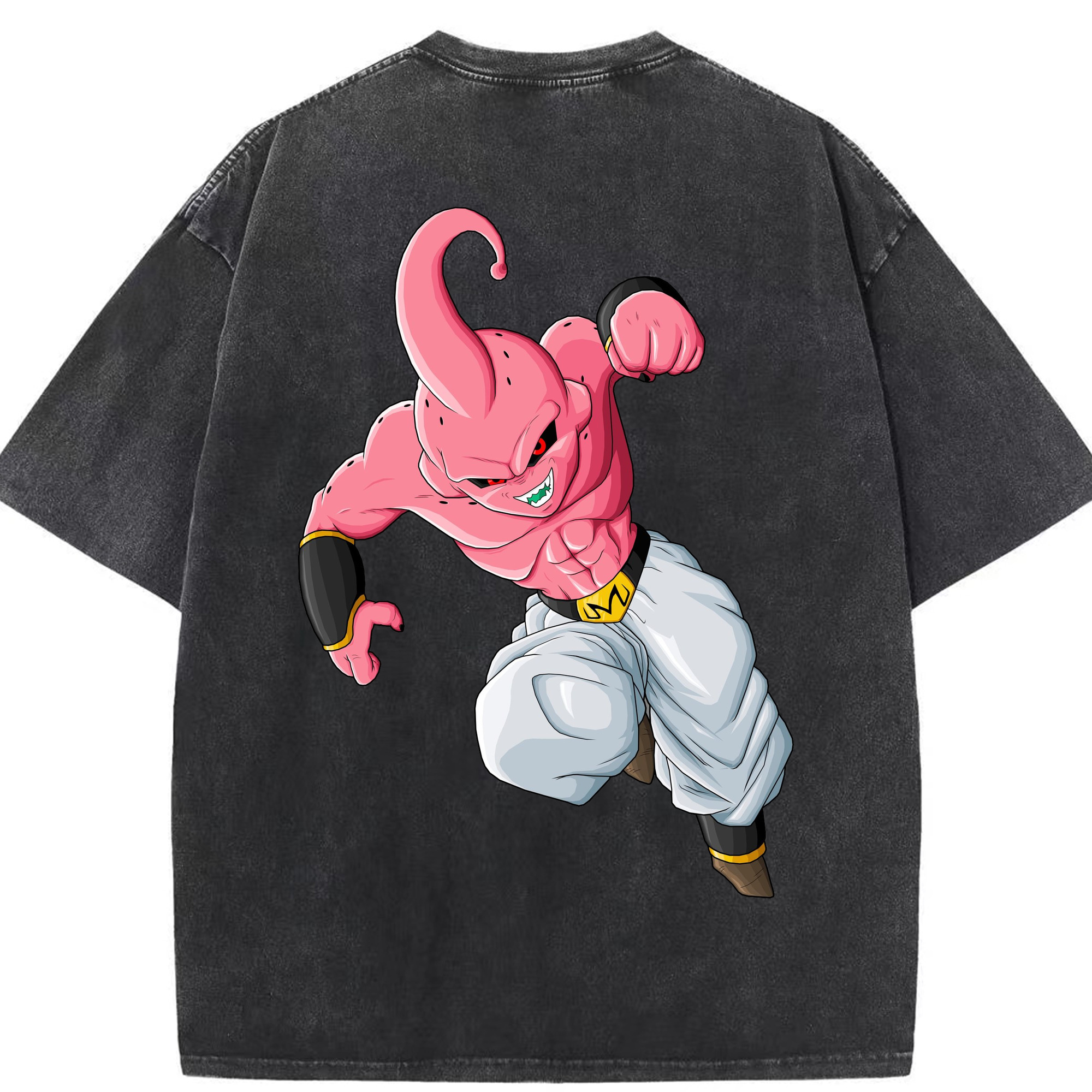 （画像用） ドラゴンボール 魔人ブウ DRAGON BALL Majin Buu 綿100% ヴィンテージ風 半袖Tシャツ（背面プリント）