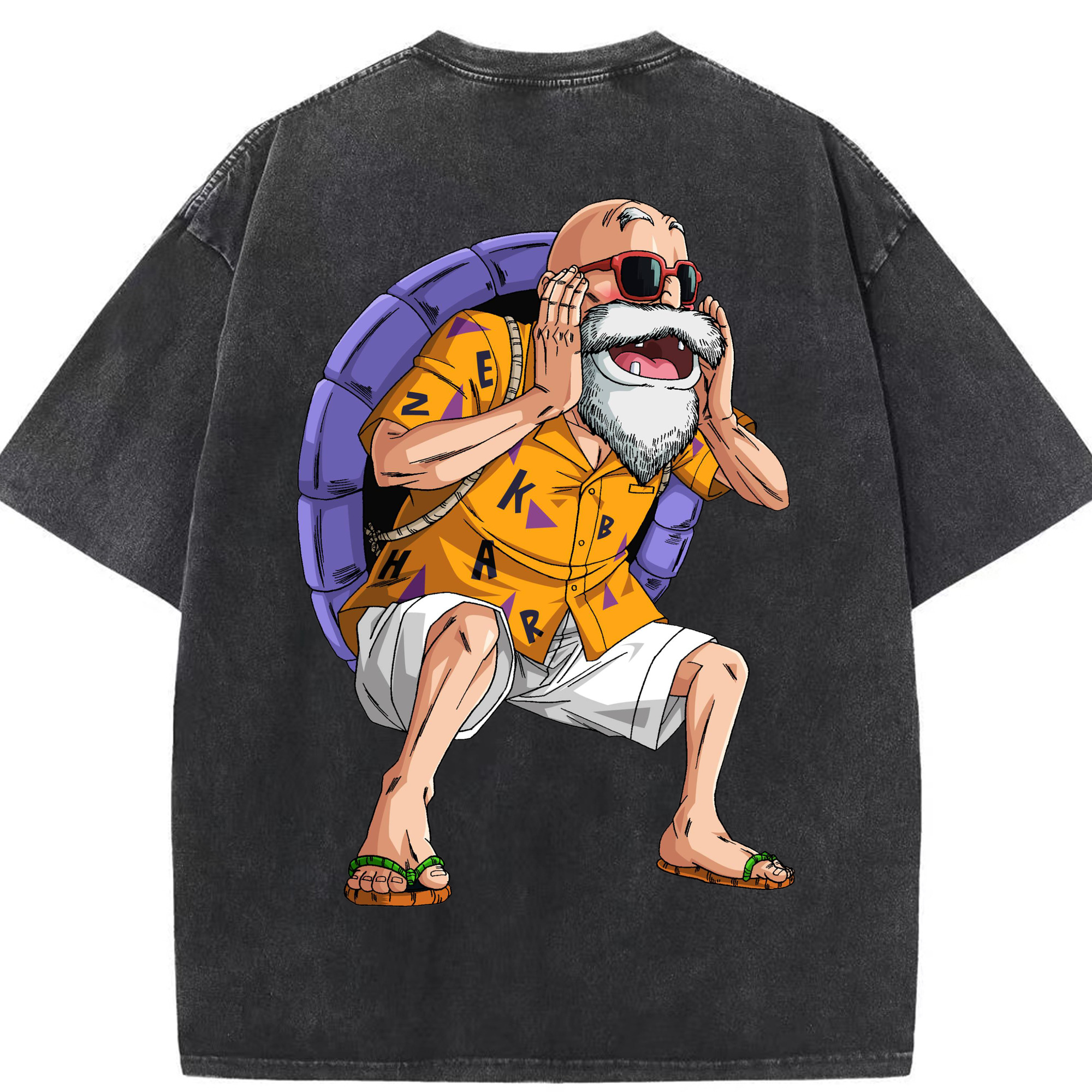 （画像用） ドラゴンボール 亀仙人（かめせんにん） DRAGON BALL Master Roshi Kame Sennin 綿100% ヴィンテージ風 半袖Tシャツ（背面プリント）