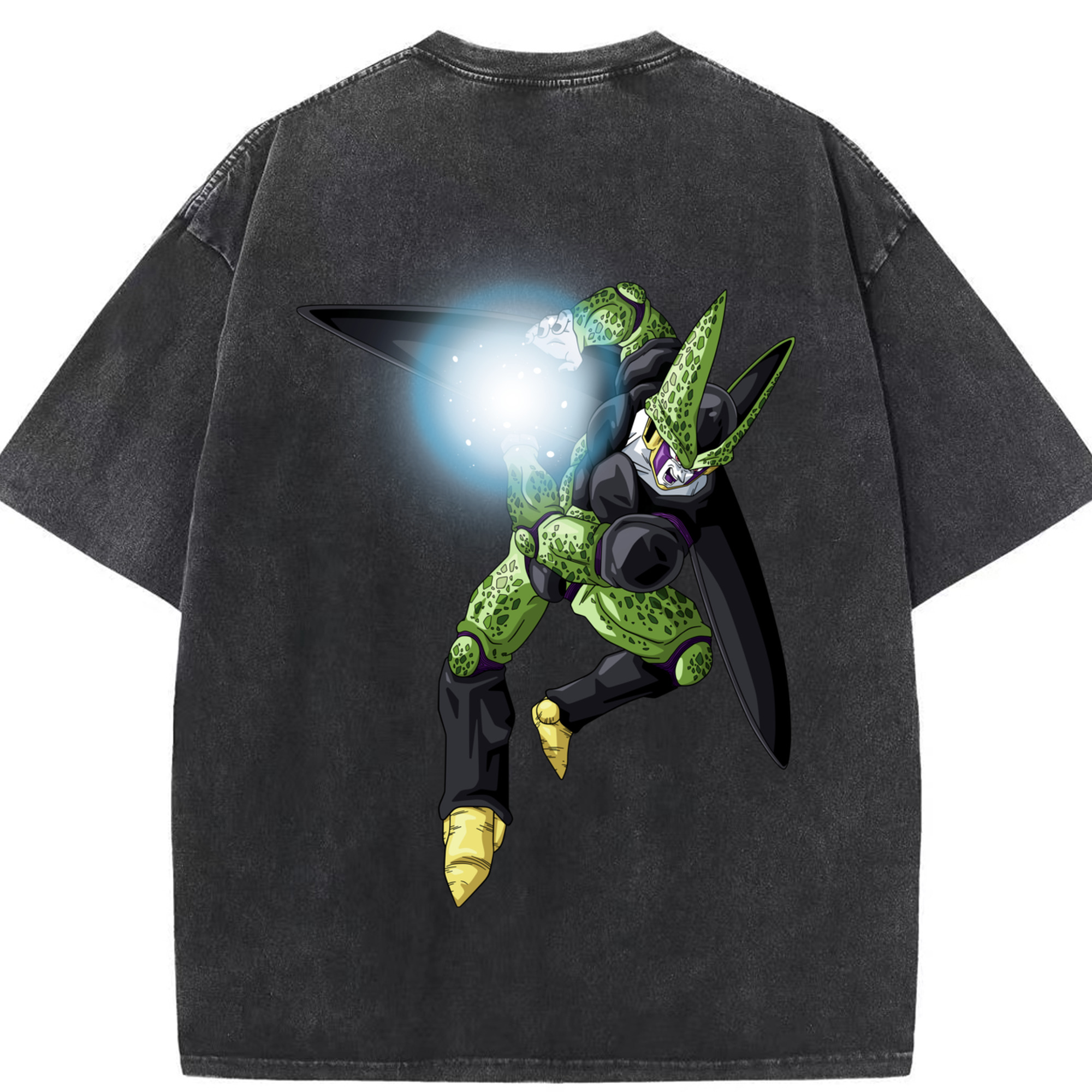 （画像用） ドラゴンボール セル DRAGON BALL Cell 綿100% ヴィンテージ風 半袖Tシャツ（背面プリント）