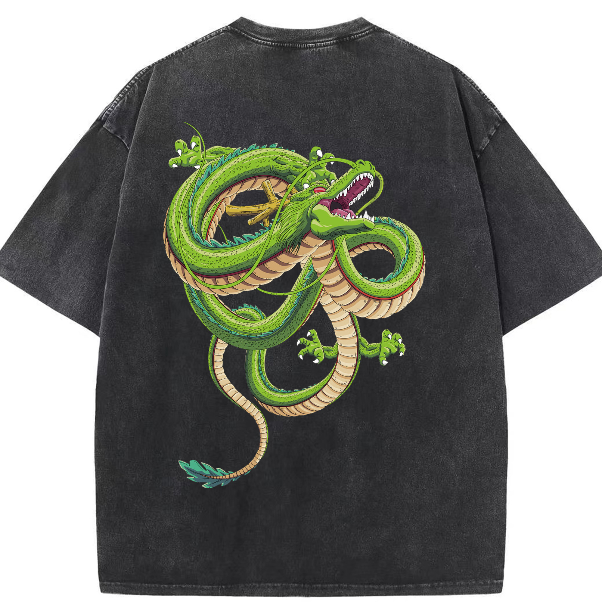 （画像用） ドラゴンボール 神龍 シェンロン DRAGON BALL Shenron 綿100% ヴィンテージ風 半袖Tシャツ（背面プリント）