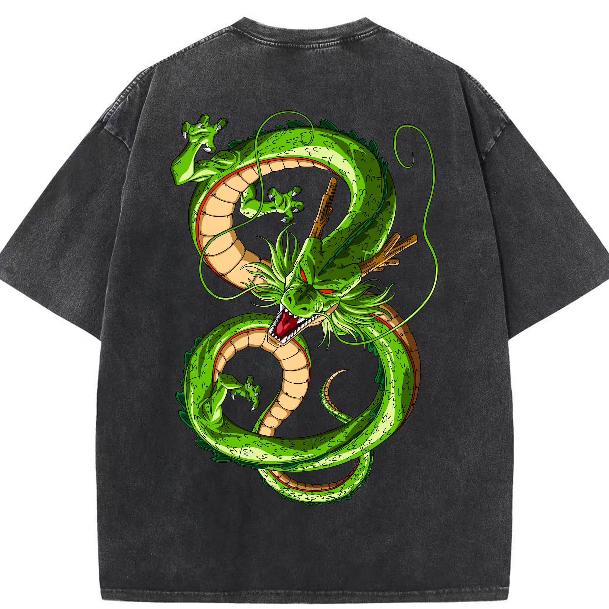 （画像用） ドラゴンボール 神龍 シェンロン DRAGON BALL Shenron 綿100% ヴィンテージ風 半袖Tシャツ（背面プリント）