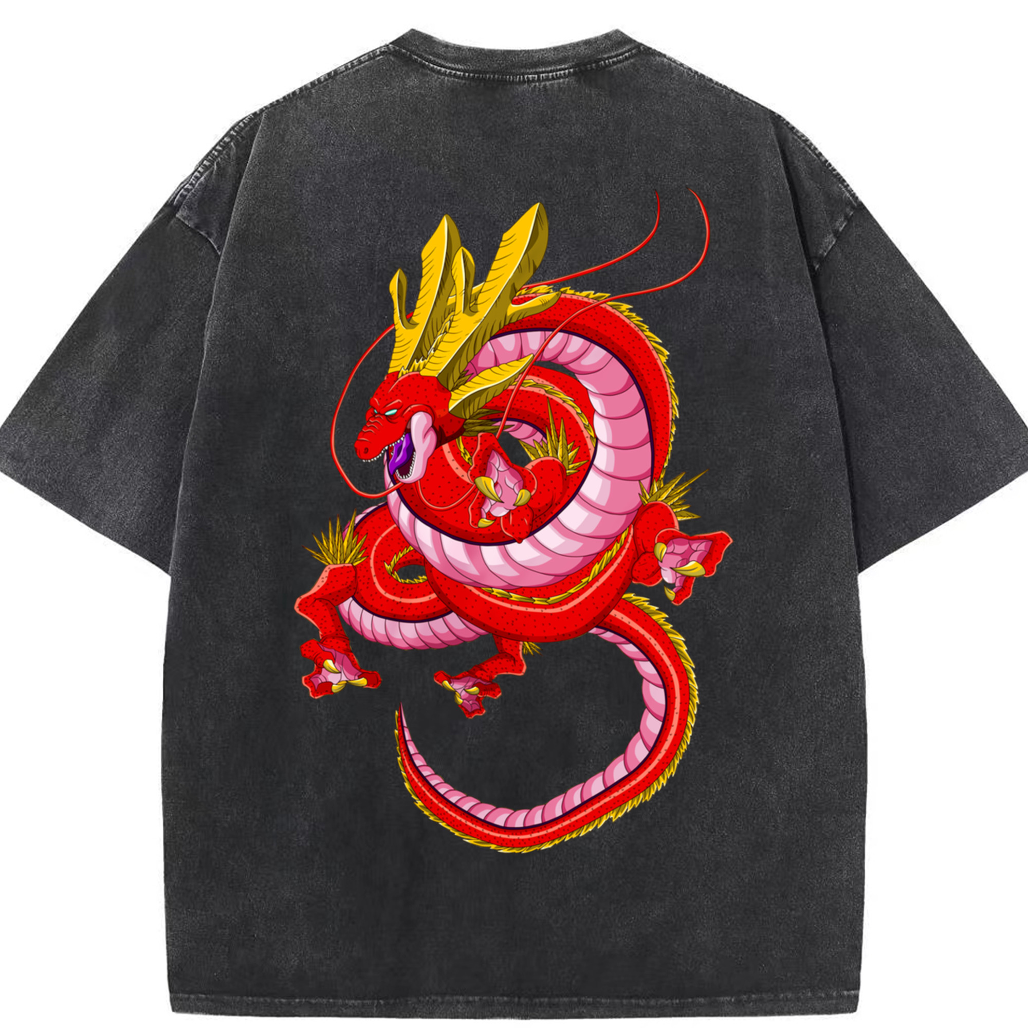 （画像用） ドラゴンボール 神龍 シェンロン DRAGON BALL Shenron 綿100% ヴィンテージ風 半袖Tシャツ（背面プリント）