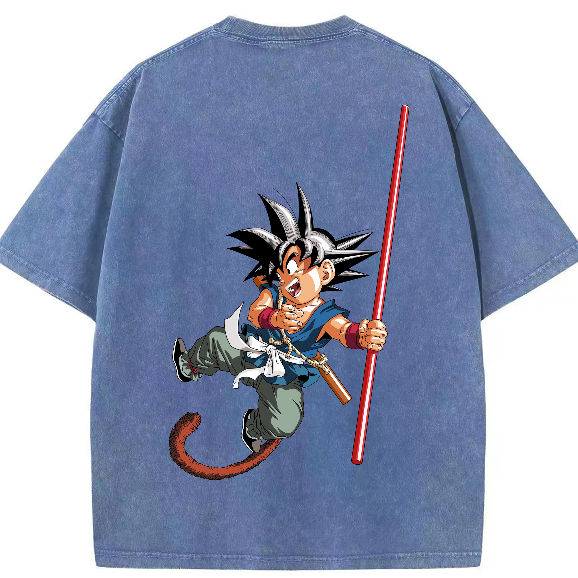 （画像用） ドラゴンボール 孫悟空（そん ごくう）Son Goku カカロット DRAGON BALL Kakarotto 綿100% ヴィンテージ風 半袖Tシャツ（背面プリント）