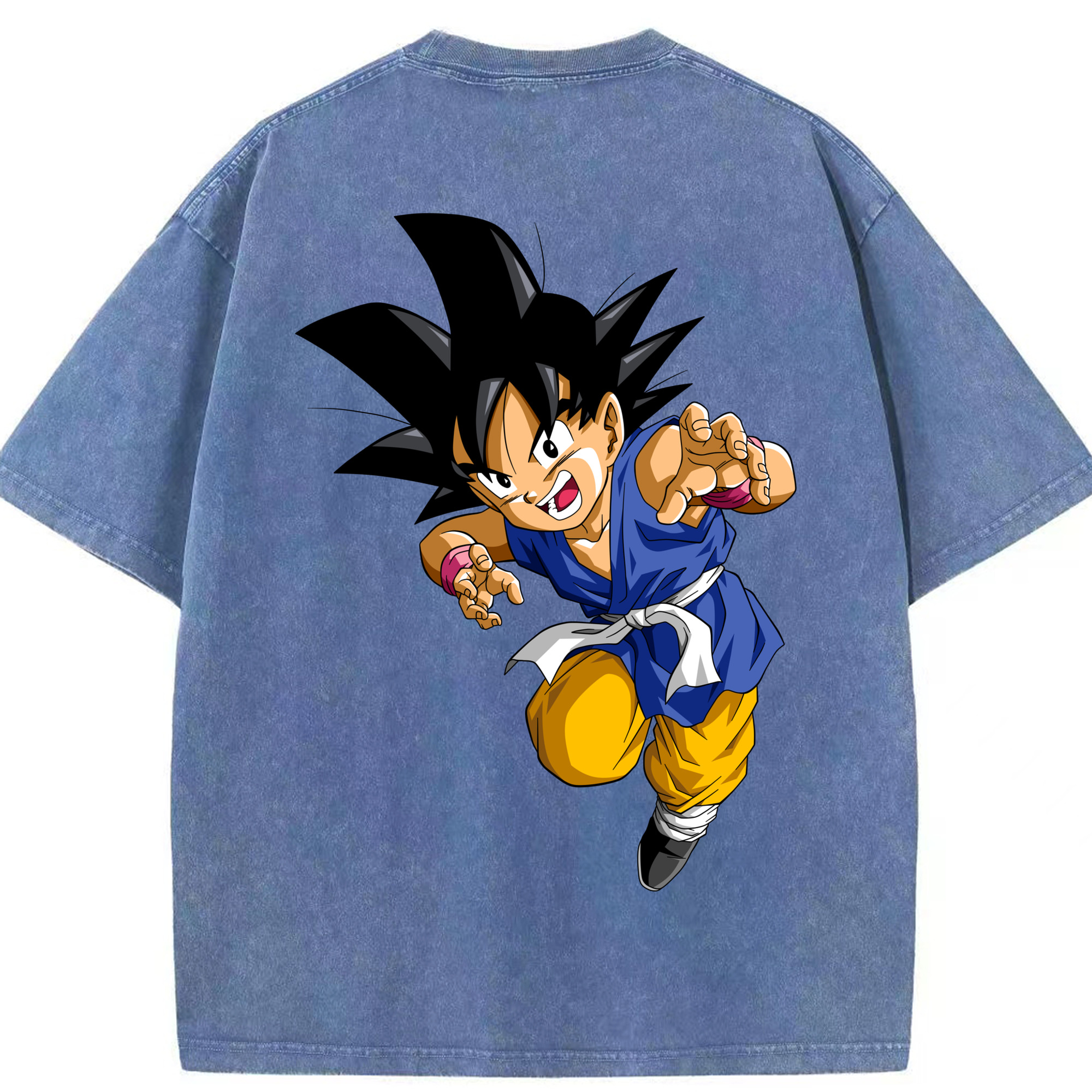 （画像用） ドラゴンボール 孫悟空（そん ごくう）Son Goku カカロット DRAGON BALL Kakarotto 綿100% ヴィンテージ風 半袖Tシャツ（背面プリント）