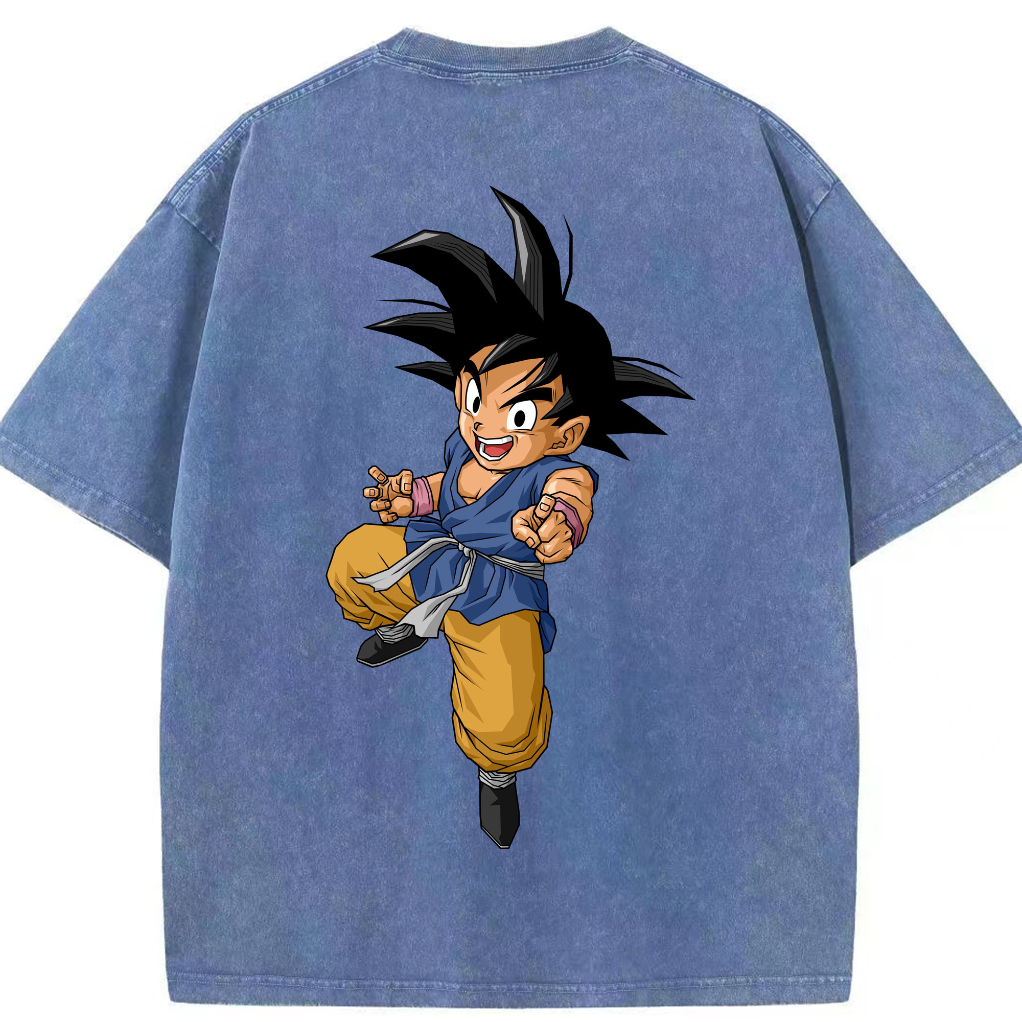 （画像用） ドラゴンボール 孫悟空（そん ごくう）Son Goku カカロット DRAGON BALL Kakarotto 綿100% ヴィンテージ風 半袖Tシャツ（背面プリント）