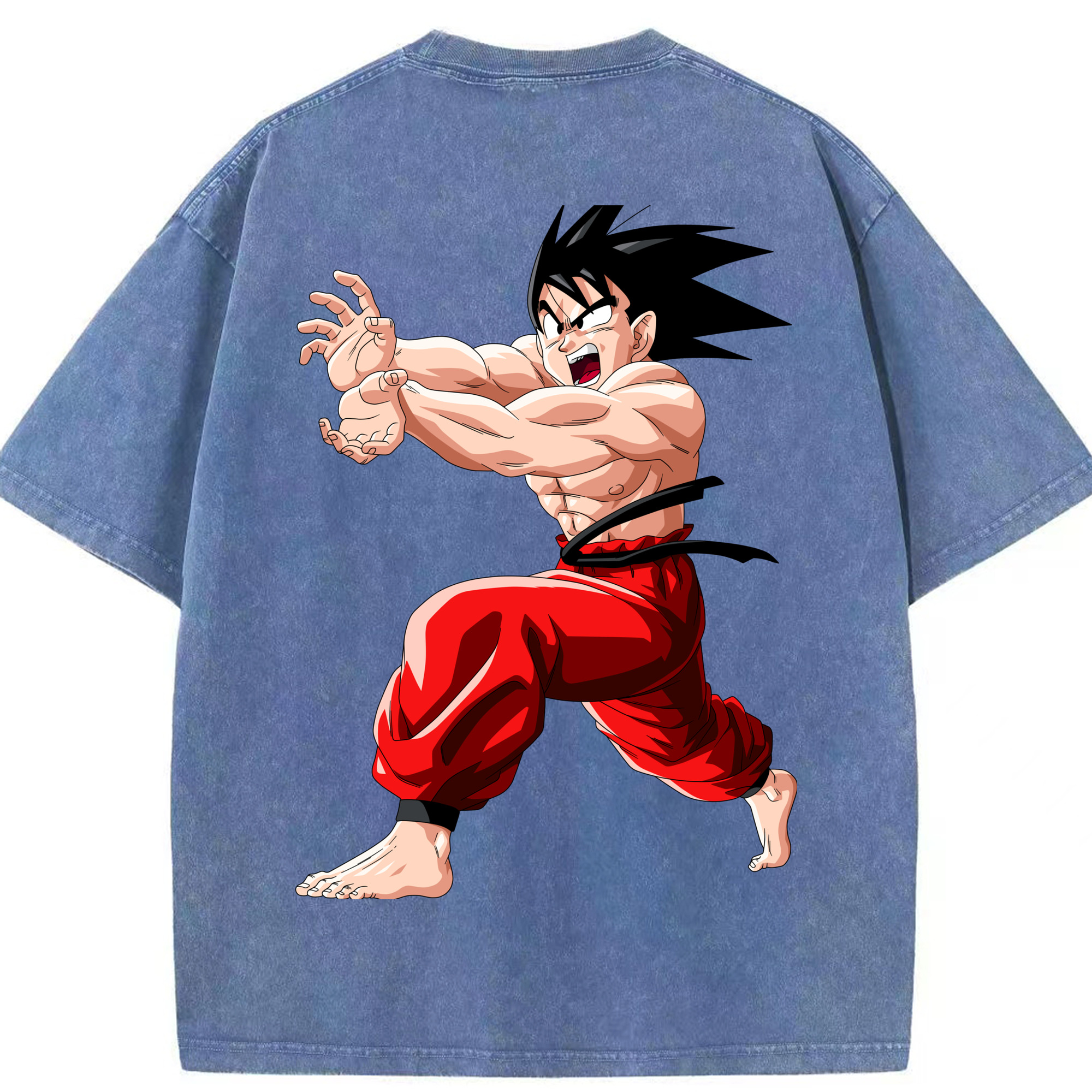 （画像用） ドラゴンボール 孫悟空（そん ごくう）Son Goku カカロット DRAGON BALL Kakarotto 綿100% ヴィンテージ風 半袖Tシャツ（背面プリント）
