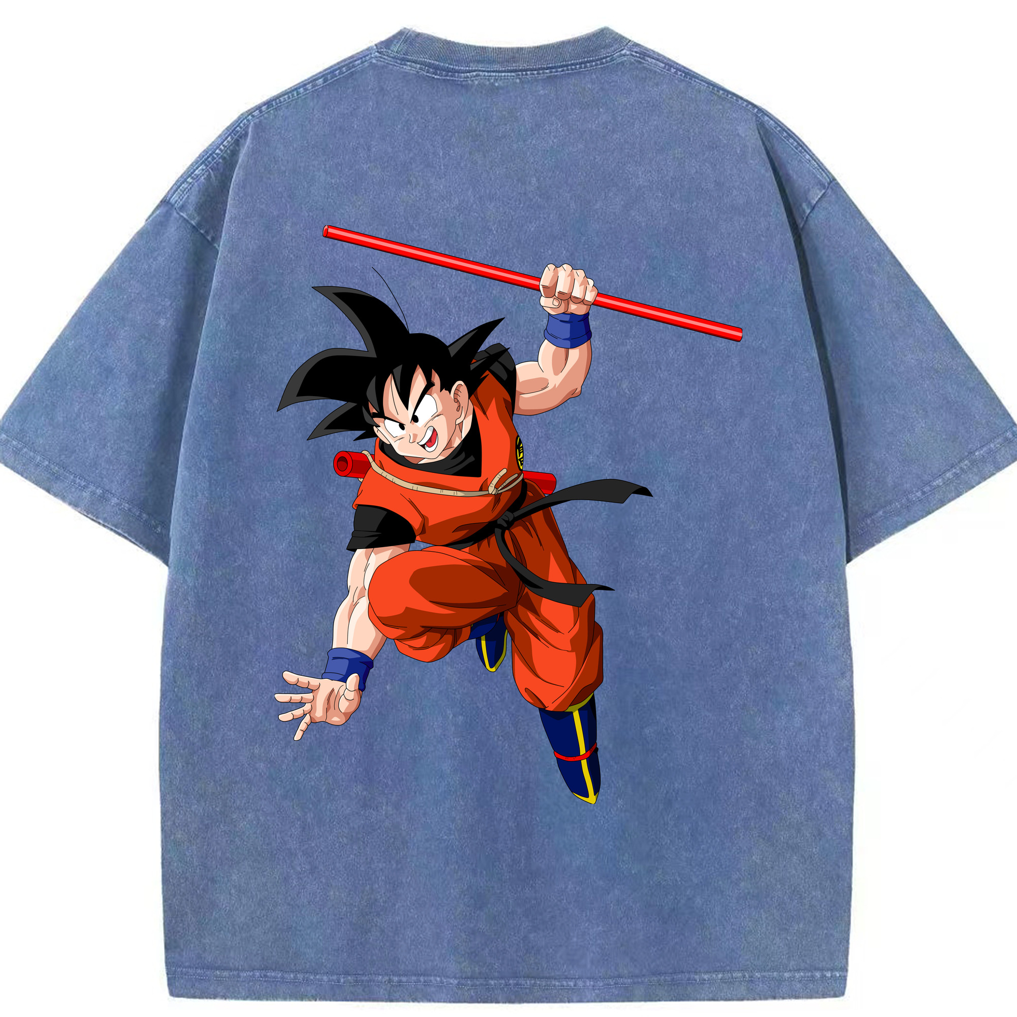 （画像用） ドラゴンボール 孫悟空（そん ごくう）Son Goku カカロット DRAGON BALL Kakarotto 綿100% ヴィンテージ風 半袖Tシャツ（背面プリント）