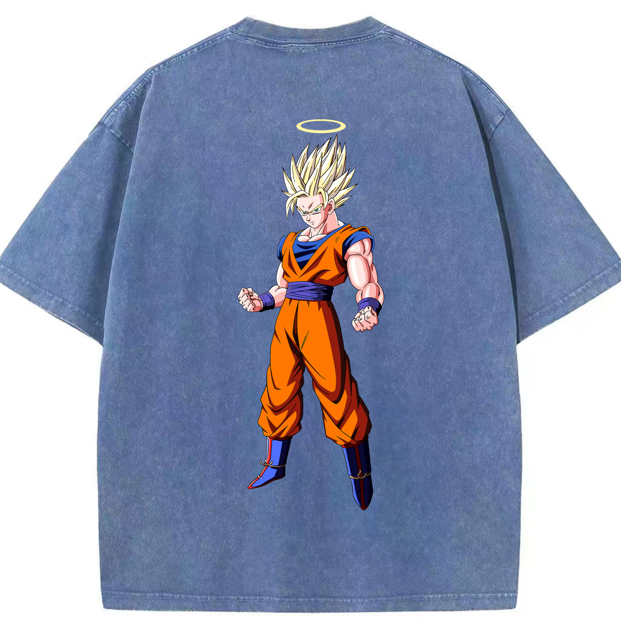 （画像用） ドラゴンボール 孫悟空（そん ごくう）Son Goku カカロット DRAGON BALL Kakarotto 綿100% ヴィンテージ風 半袖Tシャツ（背面プリント）