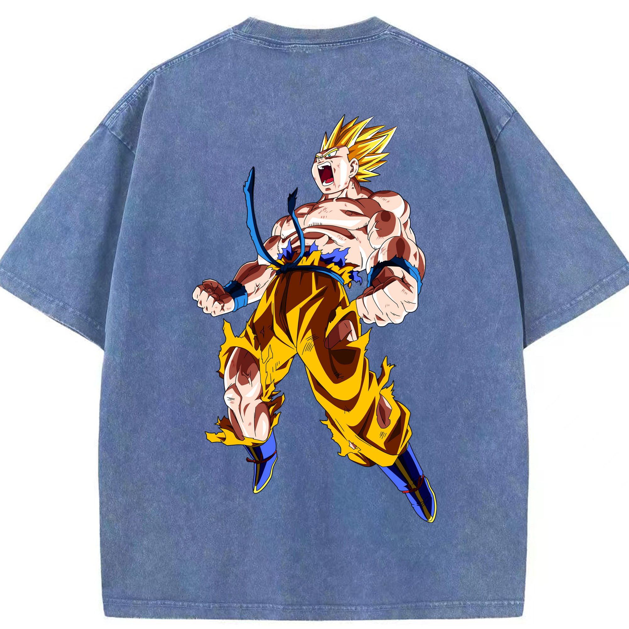 （画像用） ドラゴンボール 孫悟空（そん ごくう）Son Goku カカロット DRAGON BALL Kakarotto 綿100% ヴィンテージ風 半袖Tシャツ（背面プリント）