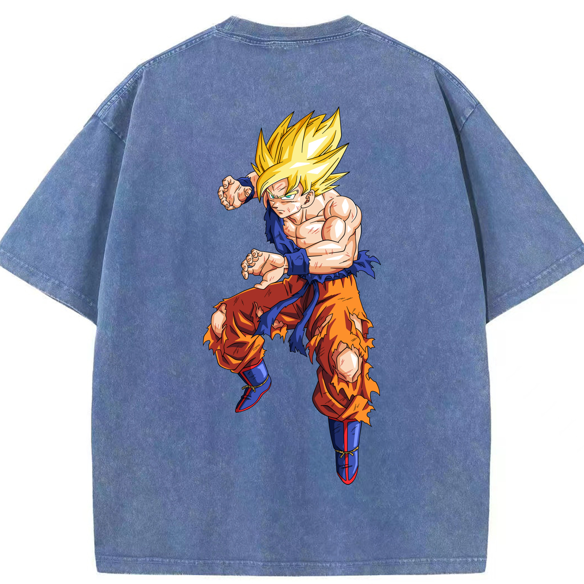 （画像用） ドラゴンボール 孫悟空（そん ごくう）Son Goku カカロット DRAGON BALL Kakarotto 綿100% ヴィンテージ風 半袖Tシャツ（背面プリント）