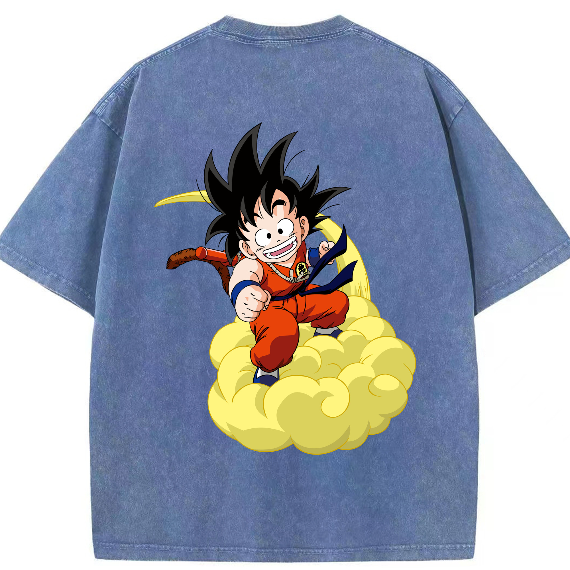 （画像用） ドラゴンボール 孫悟空（そん ごくう）Son Goku カカロット DRAGON BALL Kakarotto 綿100% ヴィンテージ風 半袖Tシャツ（背面プリント）