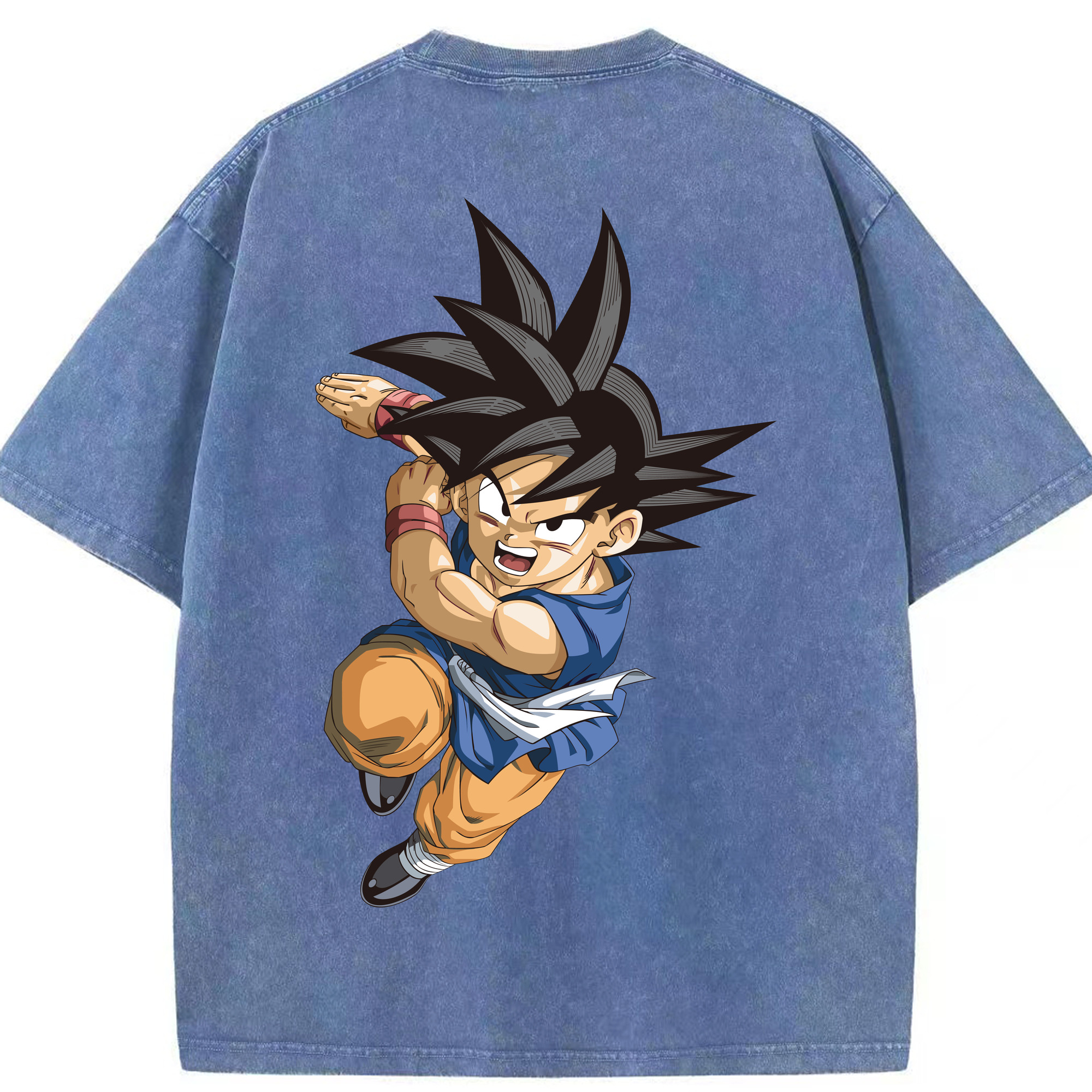 （画像用） ドラゴンボール 孫悟空（そん ごくう）Son Goku カカロット DRAGON BALL Kakarotto 綿100% ヴィンテージ風 半袖Tシャツ（背面プリント）