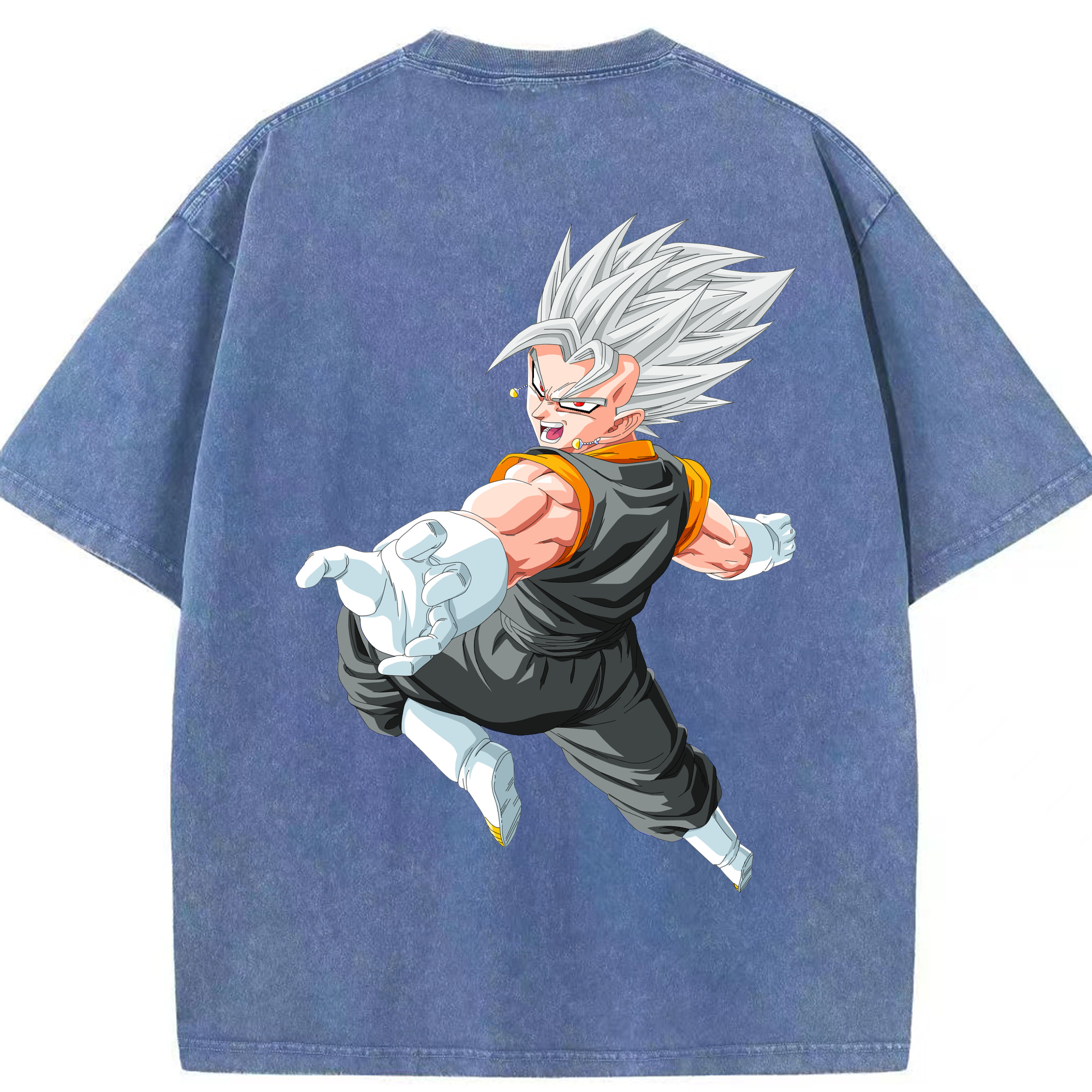 （画像用） ドラゴンボール ベジータ四世（Bejīta Yonsei）DRAGON BALL Vegeta IV 綿100% ヴィンテージ風 半袖Tシャツ（背面プリント）
